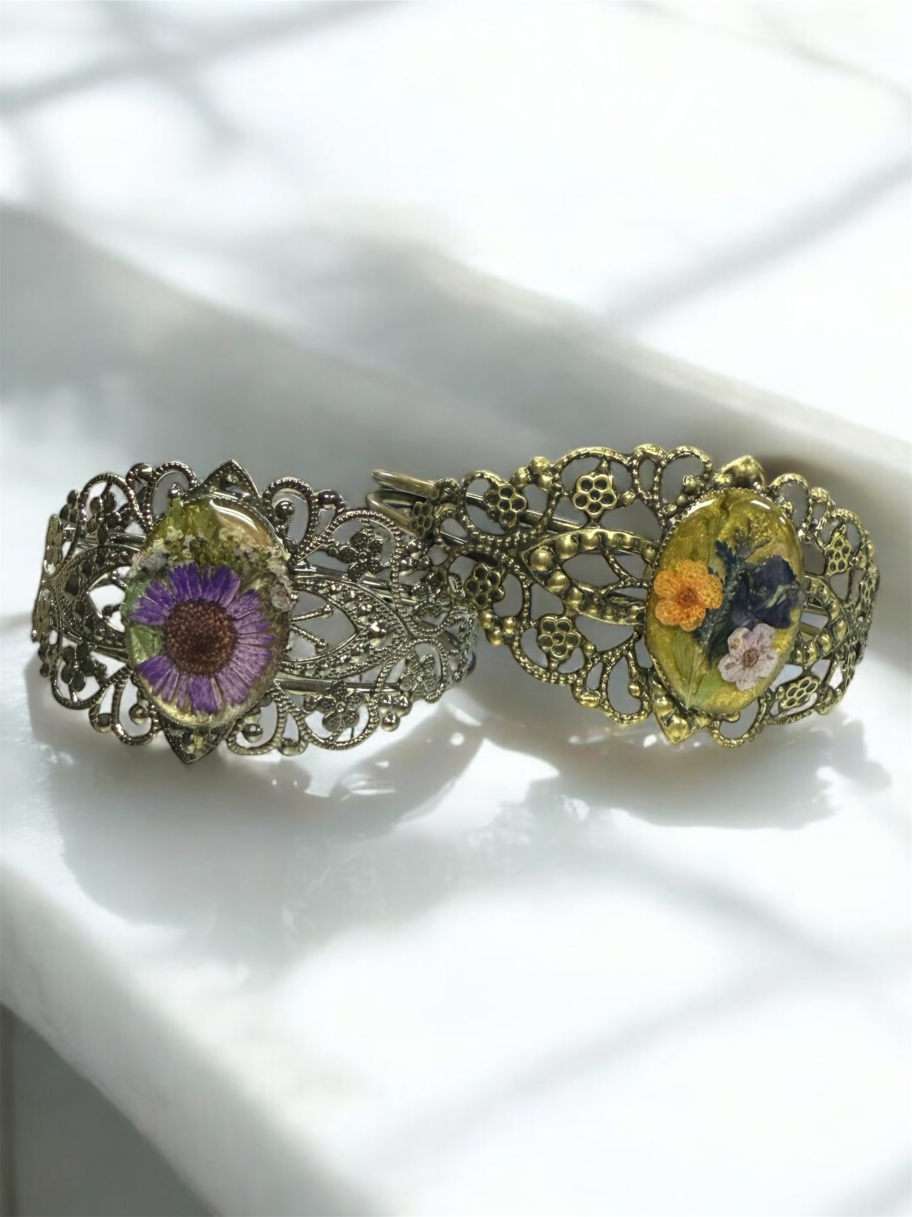 Filigree Bracelet with Flower Oval Centerpiece