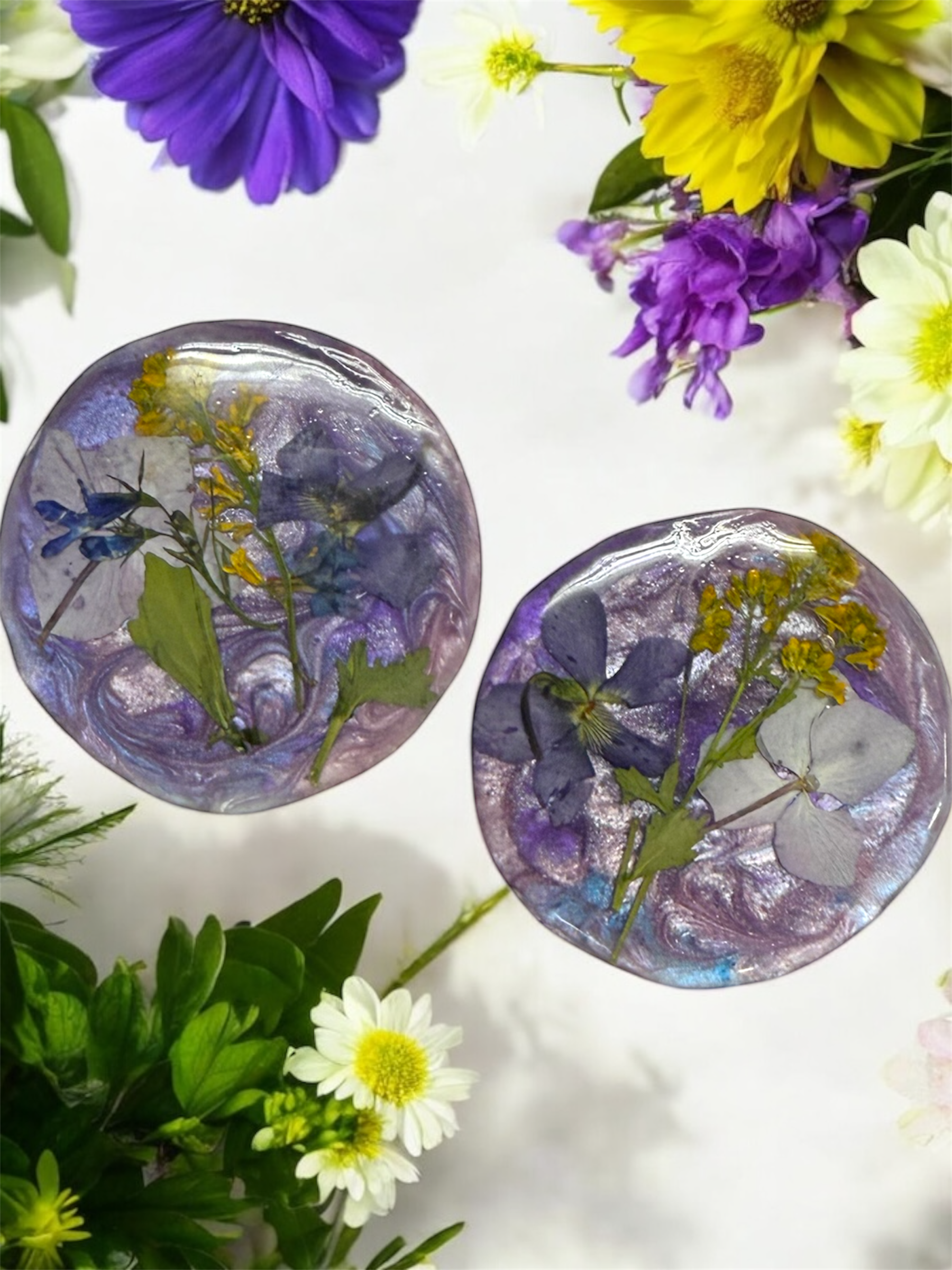 Pressed Flower Resin Magnet, Botanical Magnet, Floral Fridge Magnet