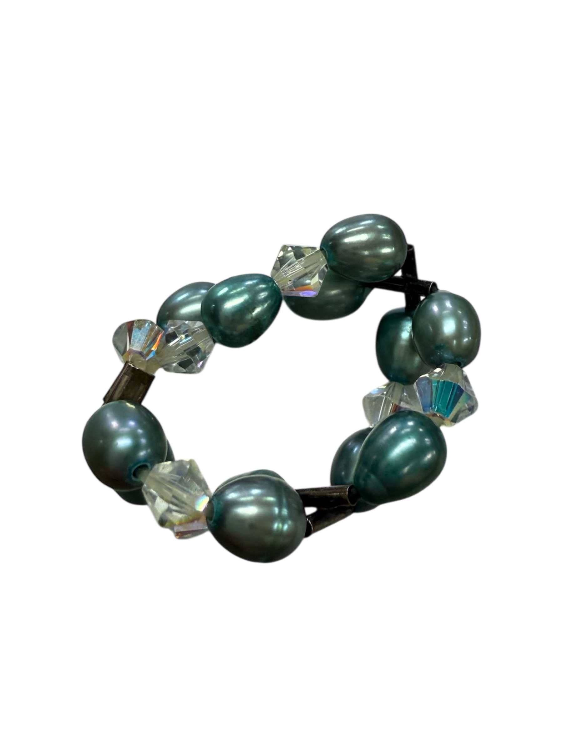 Luminous Pearl Stretch Rings with Sterling Silver Accents