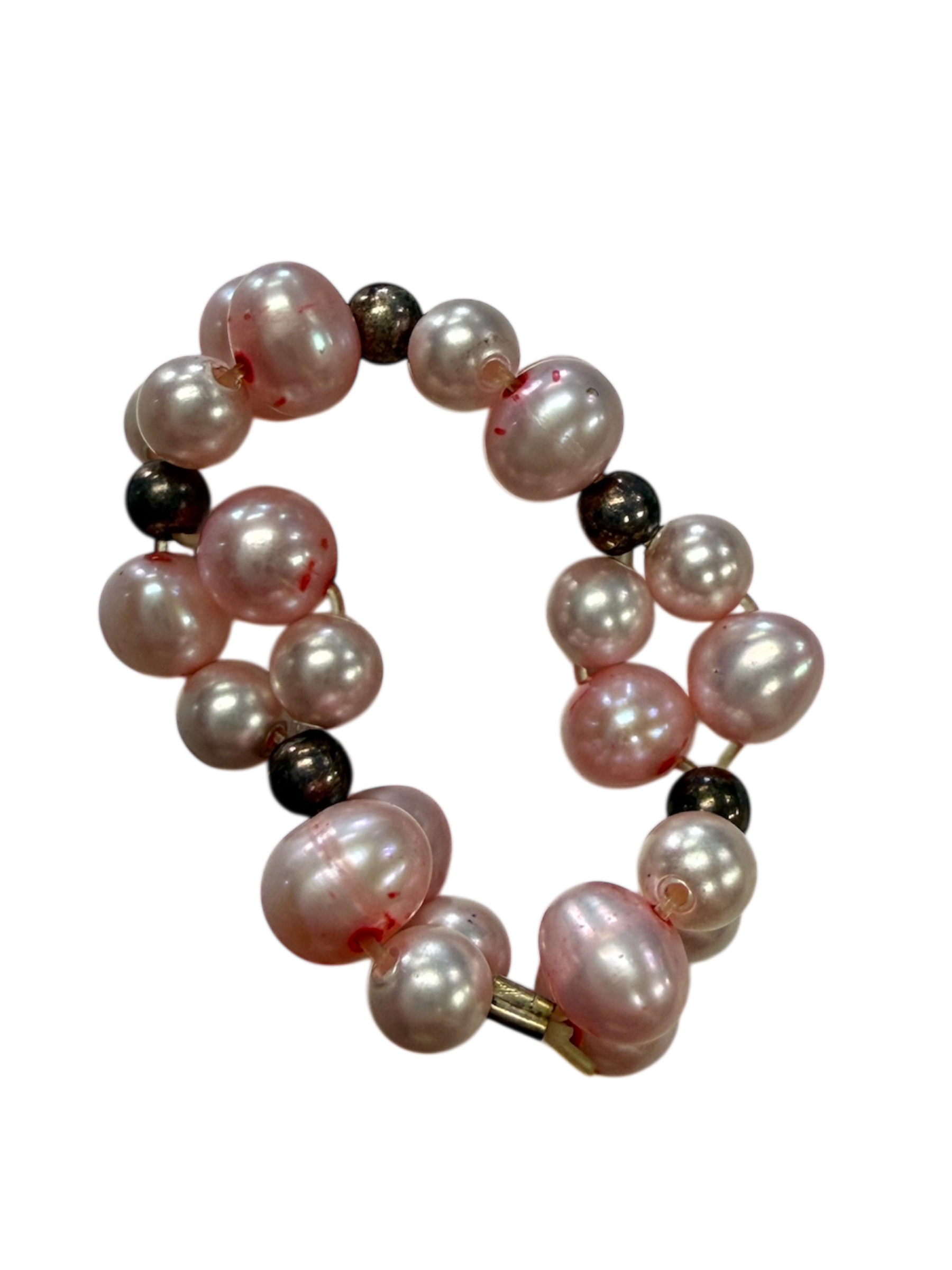 Luminous Pearl Stretch Rings with Sterling Silver Accents