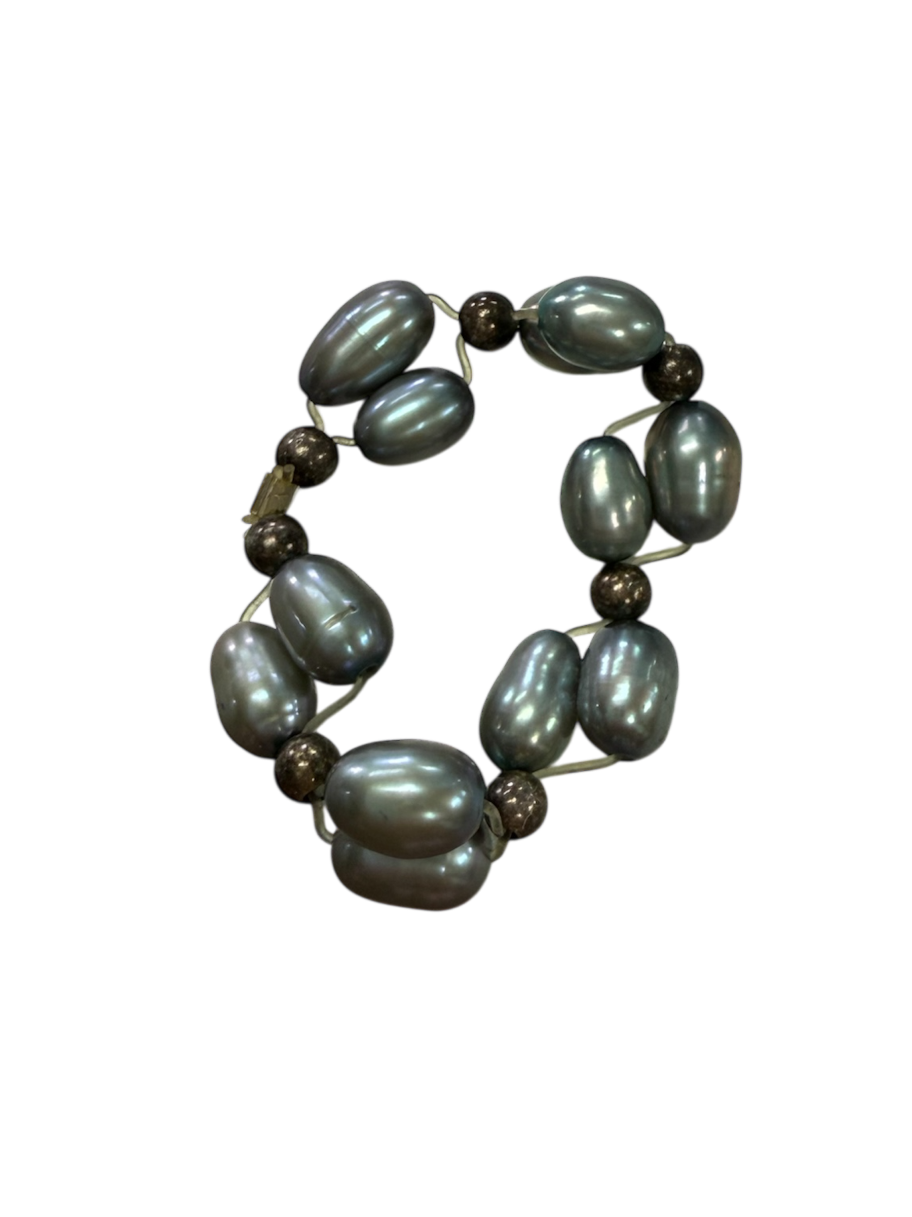 Luminous Pearl Stretch Rings with Sterling Silver Accents