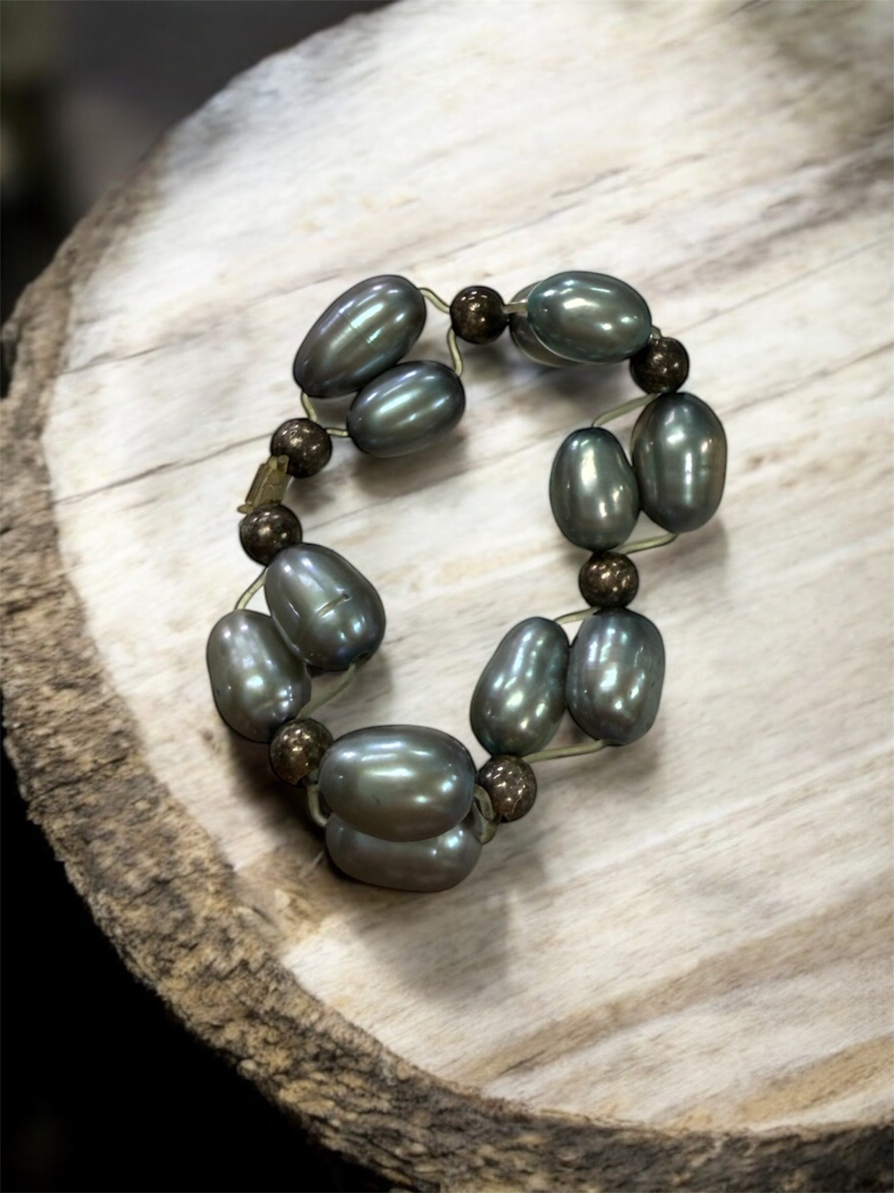 Luminous Pearl Stretch Rings with Sterling Silver Accents