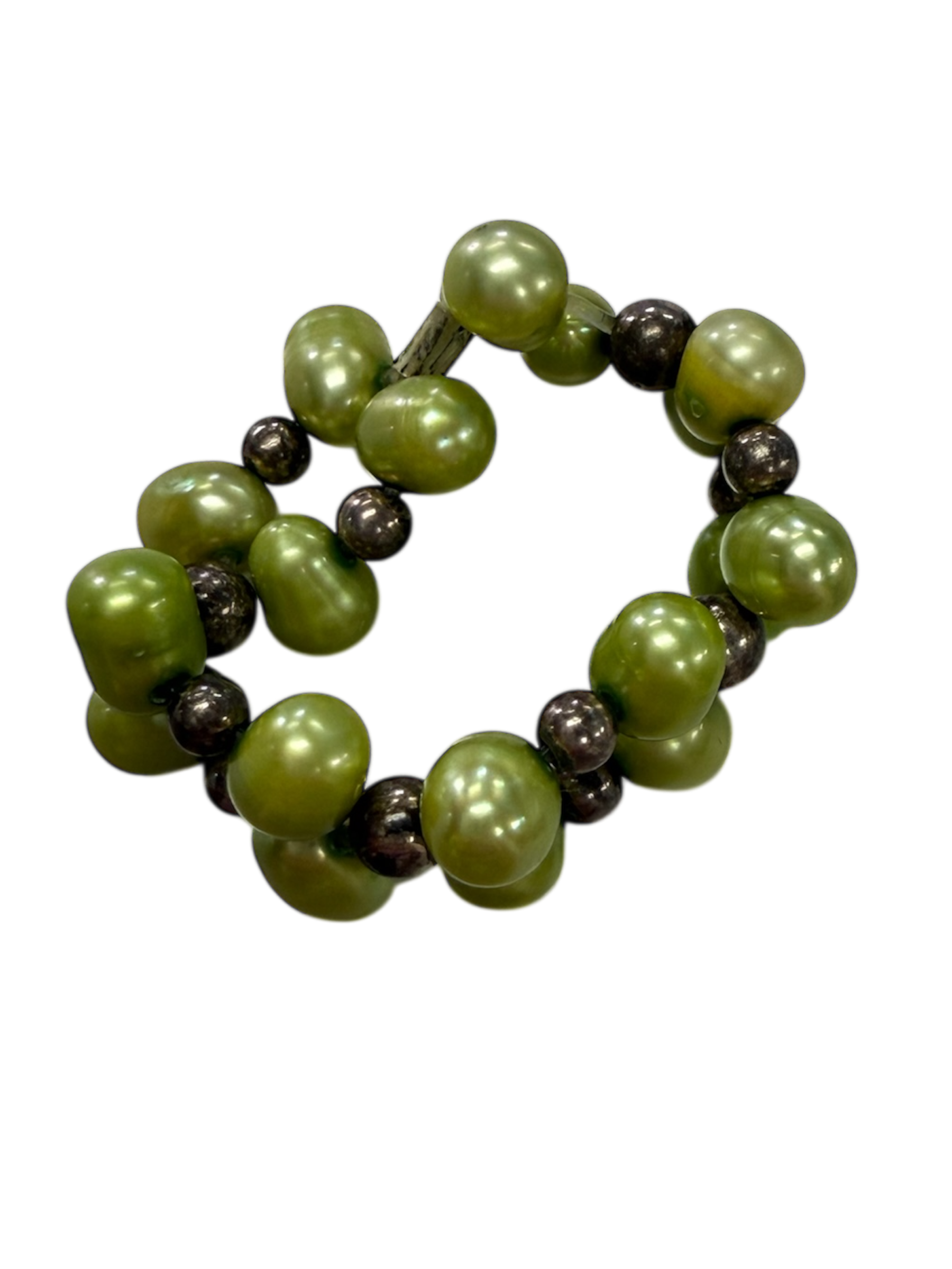Luminous Pearl Stretch Rings with Sterling Silver Accents