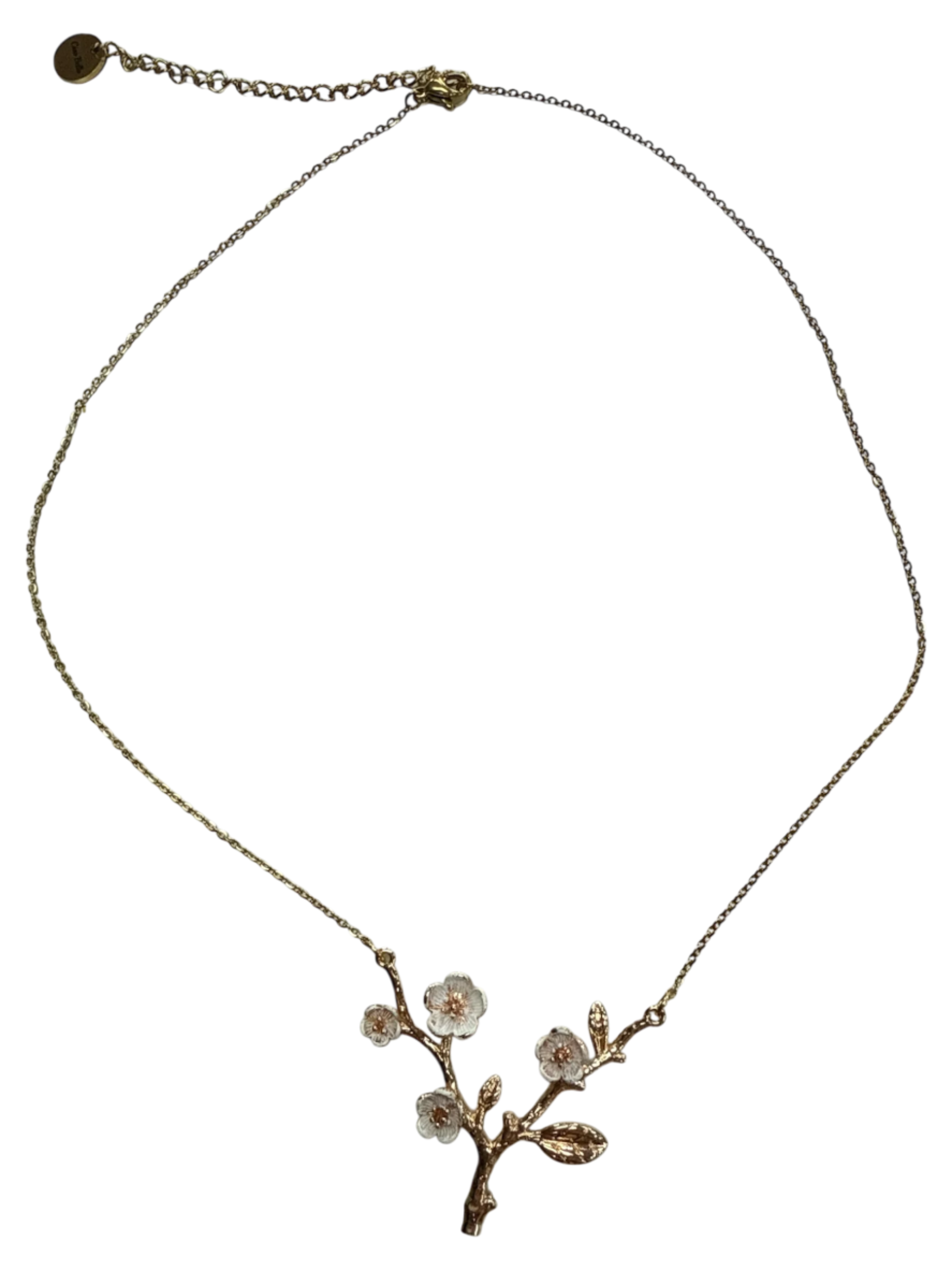 Hand-Painted Dogwood Blossom Pendant Necklace