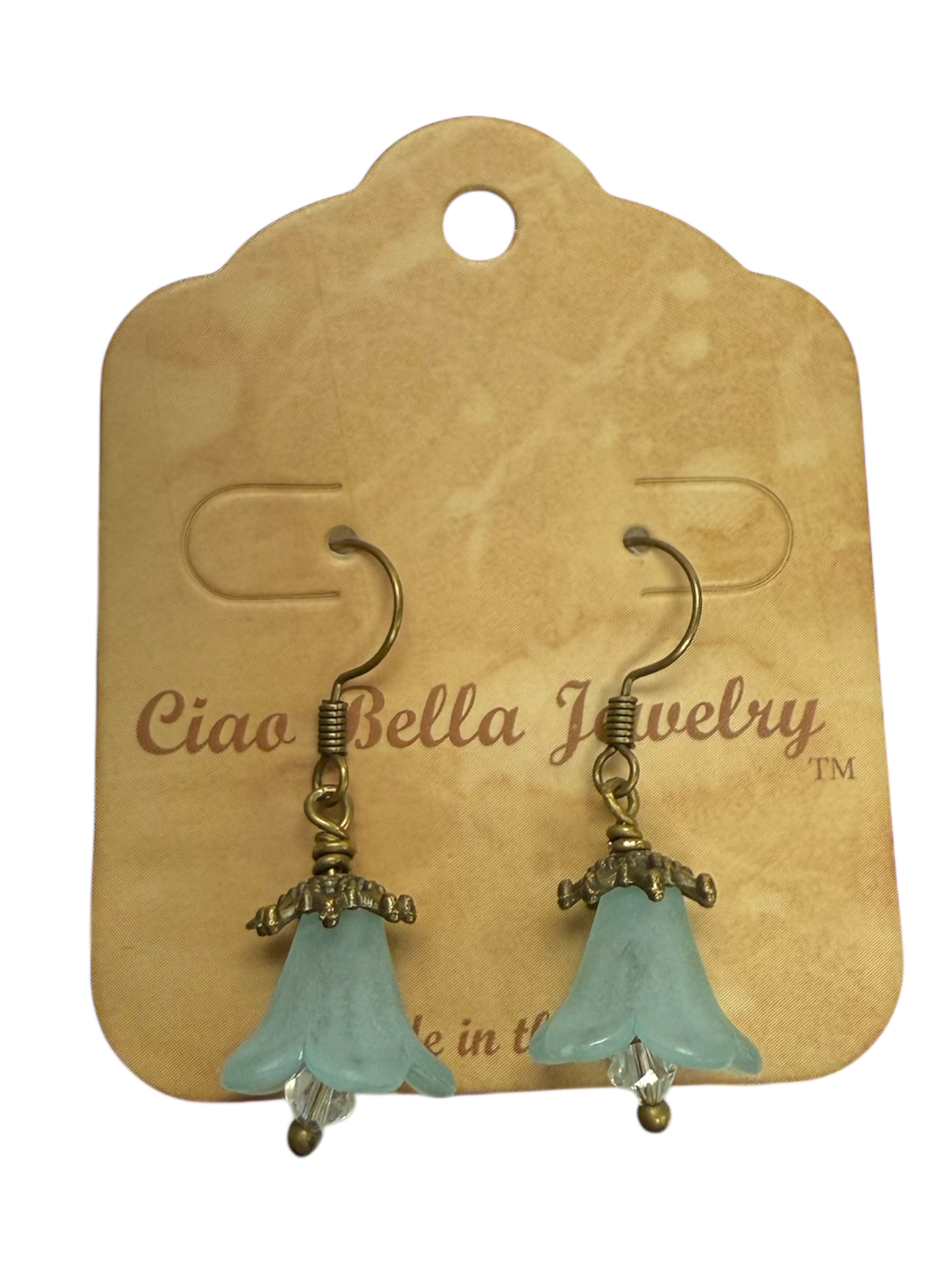 Delicate Lucite Flower Single Dangle Earrings with Austrian Crystal | Handmade | Assorted Colors