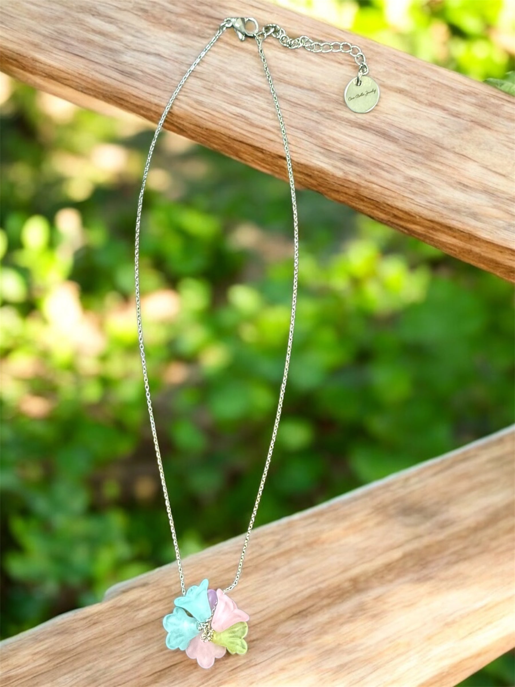 Rainbow Bloom Lucite Flower Necklace