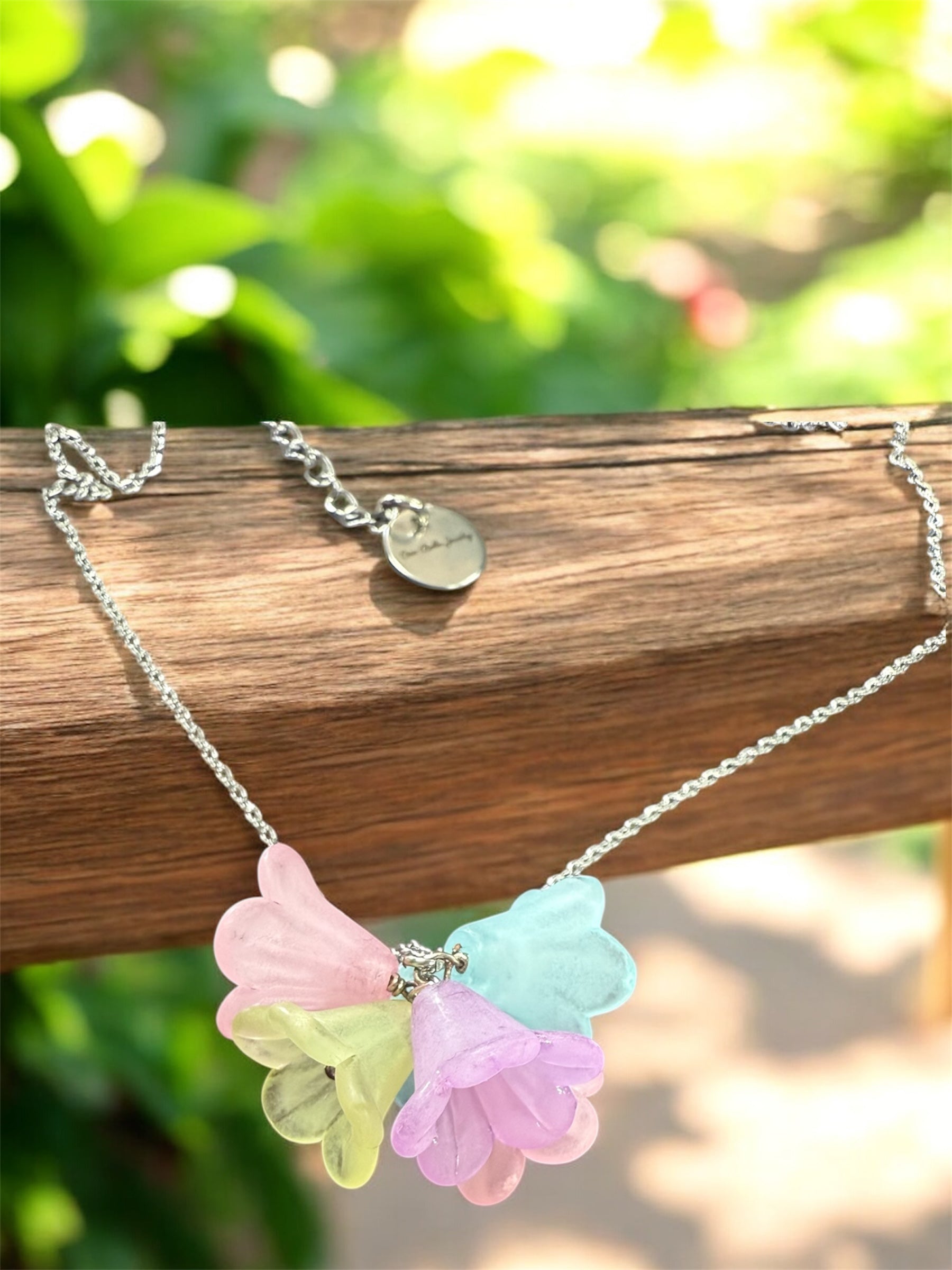 Rainbow Bloom Lucite Flower Necklace
