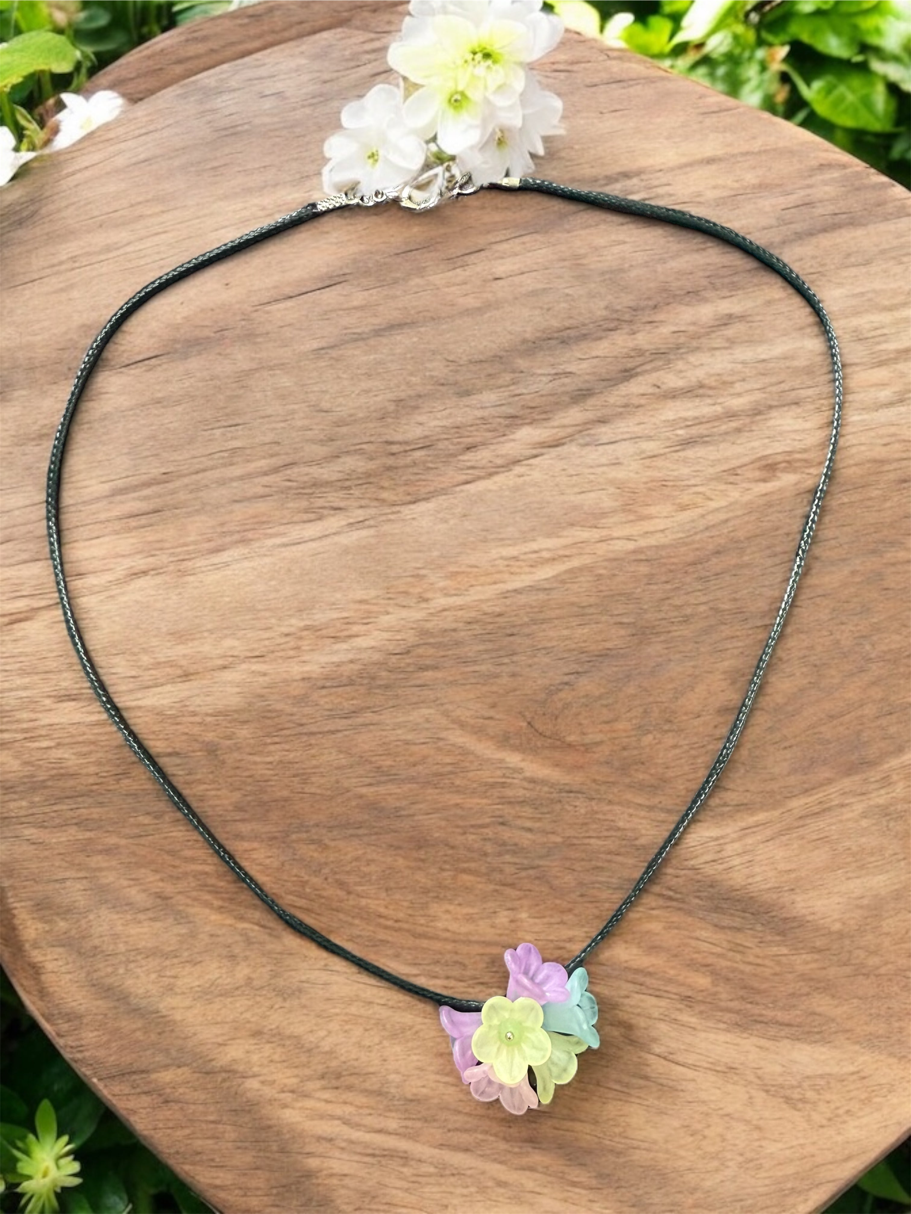 Rainbow Bloom Lucite Flower Necklace