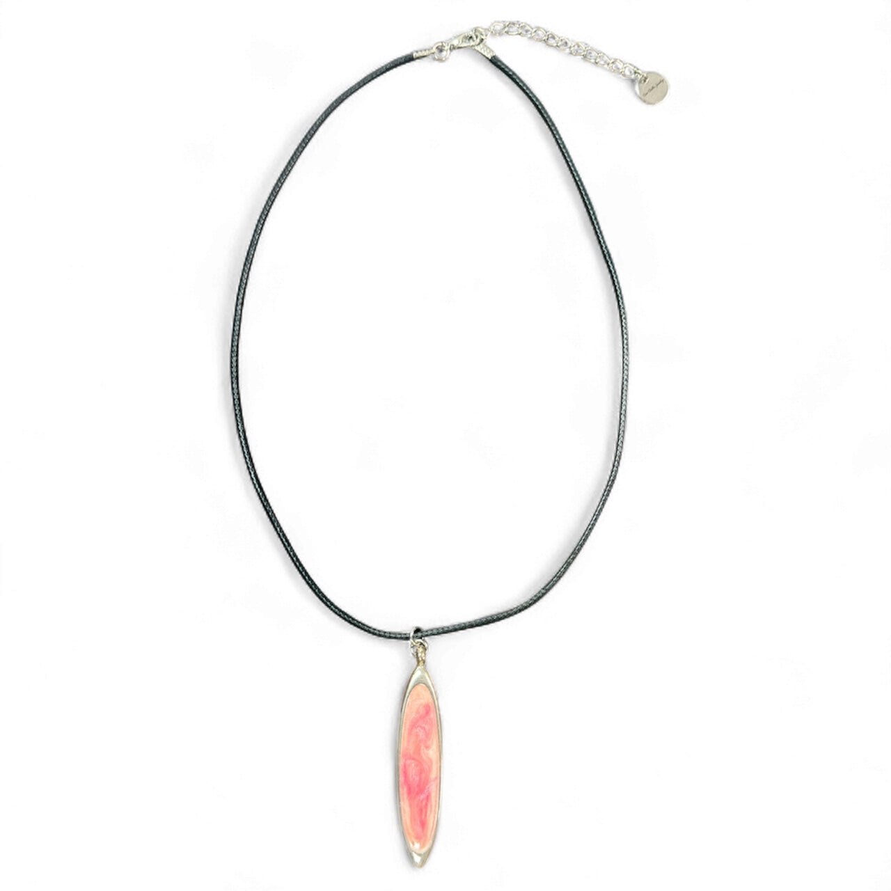 Breast Cancer Awareness Ellipse Shaped Pendant Necklace