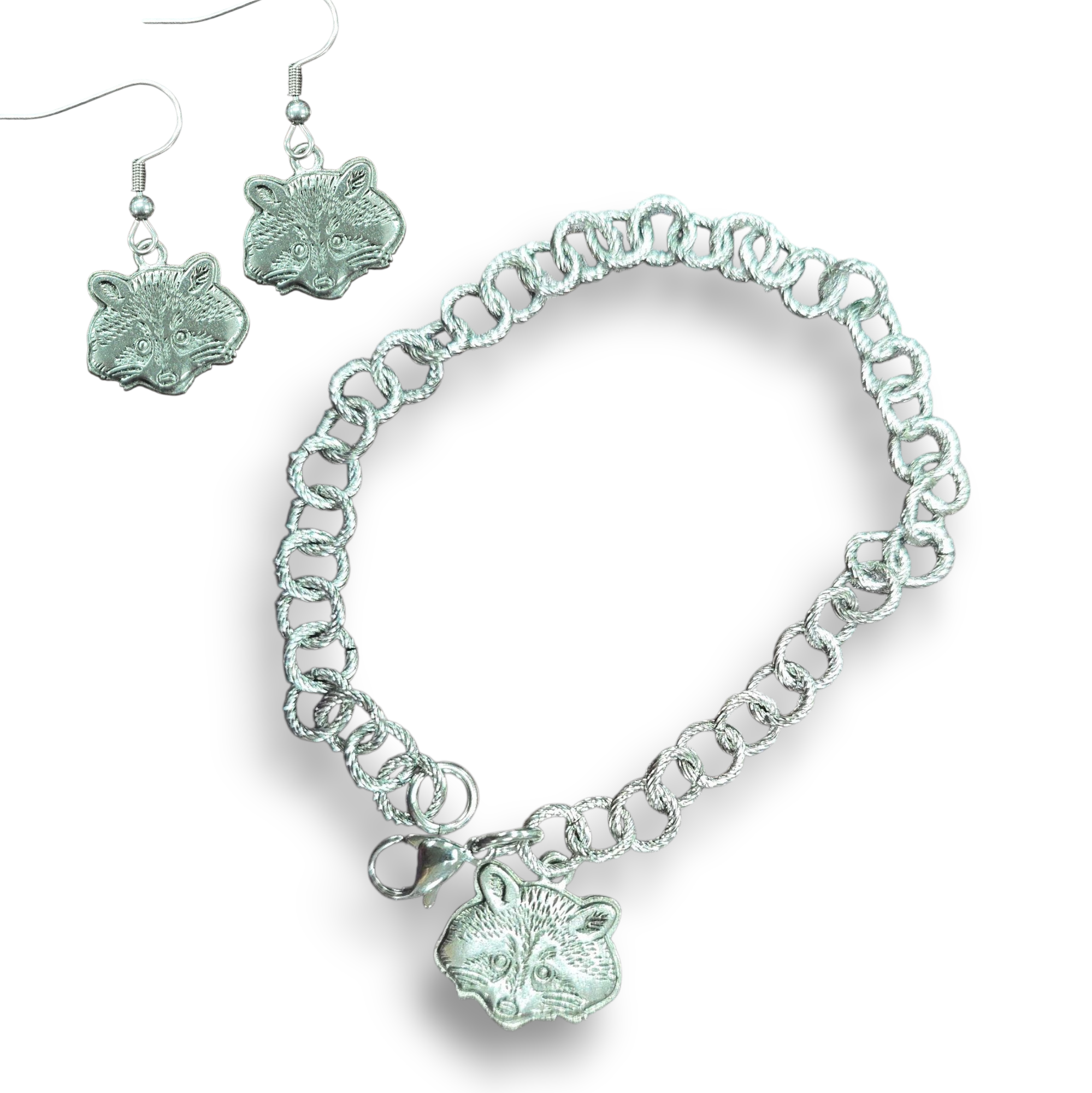Michelle Marie's Racoon Silver Pewter Charm, Necklace, Bracelet and Earring Sets