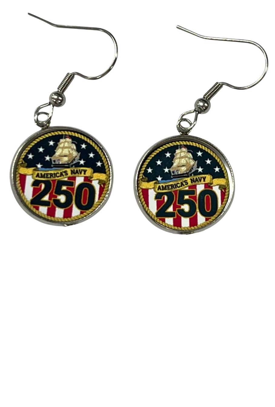 Michelle Marie's Limited Edition 250th Anniversary Military Drop Earrings Army, Navy, Marine | Officially Licensed