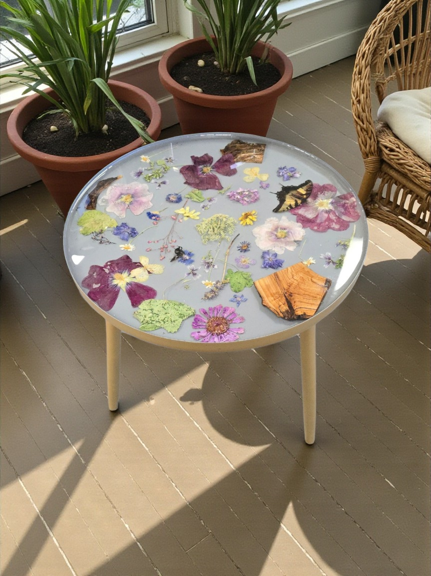 One-of-a-Kind Real Flower & Nature Resin Coffee Table