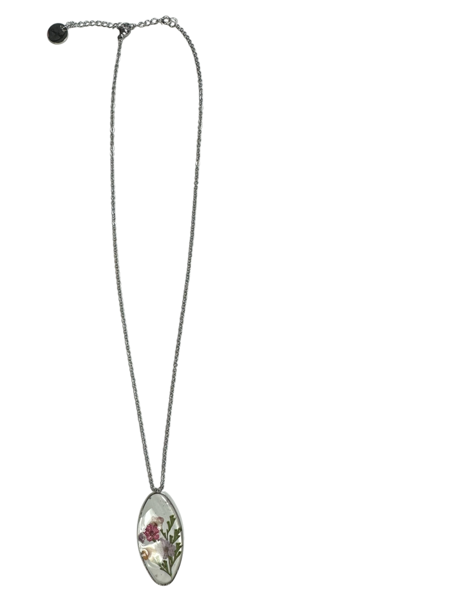 Unique Oval Floating Flower Necklace