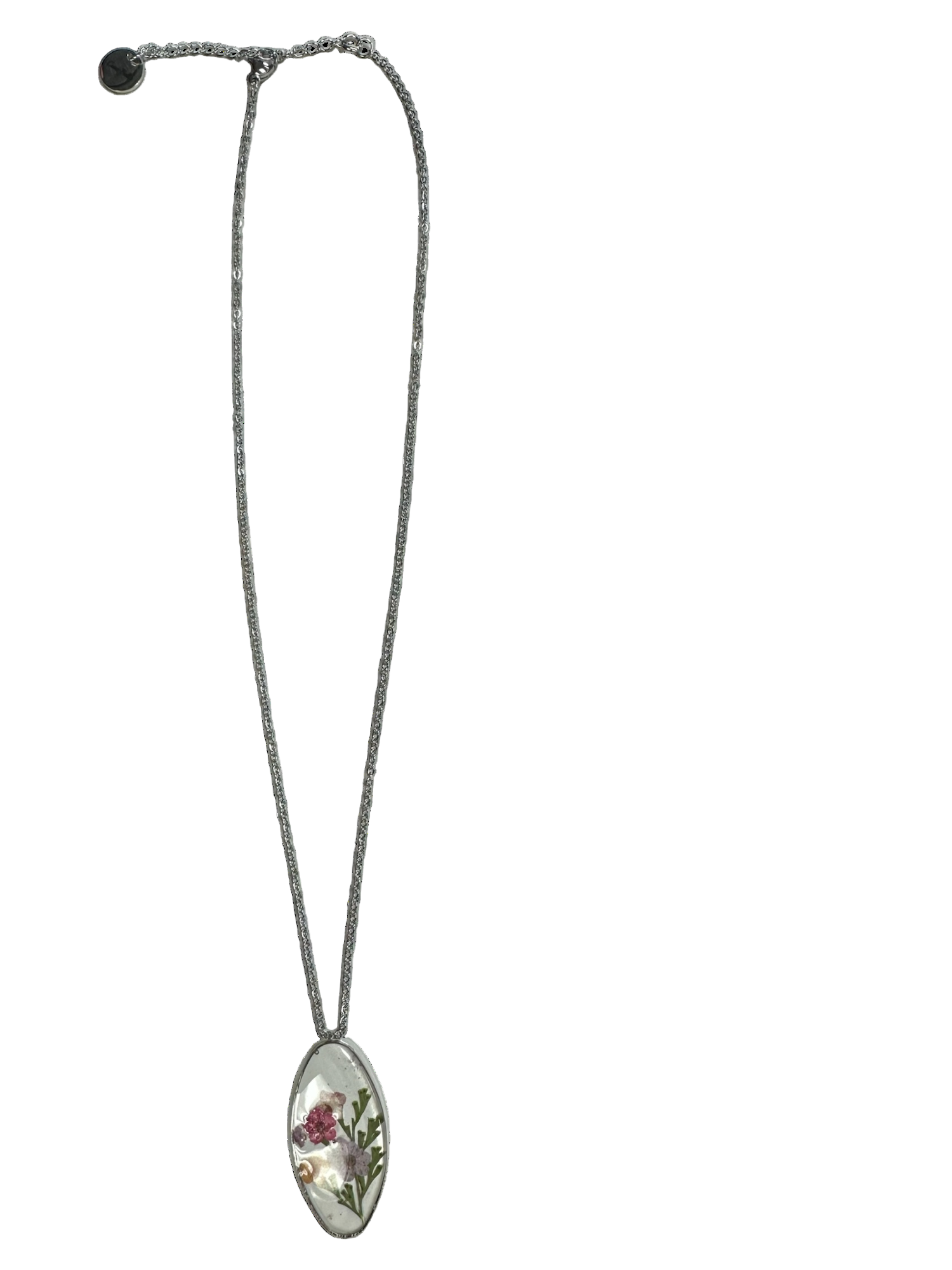 Unique Oval Floating Flower Necklace