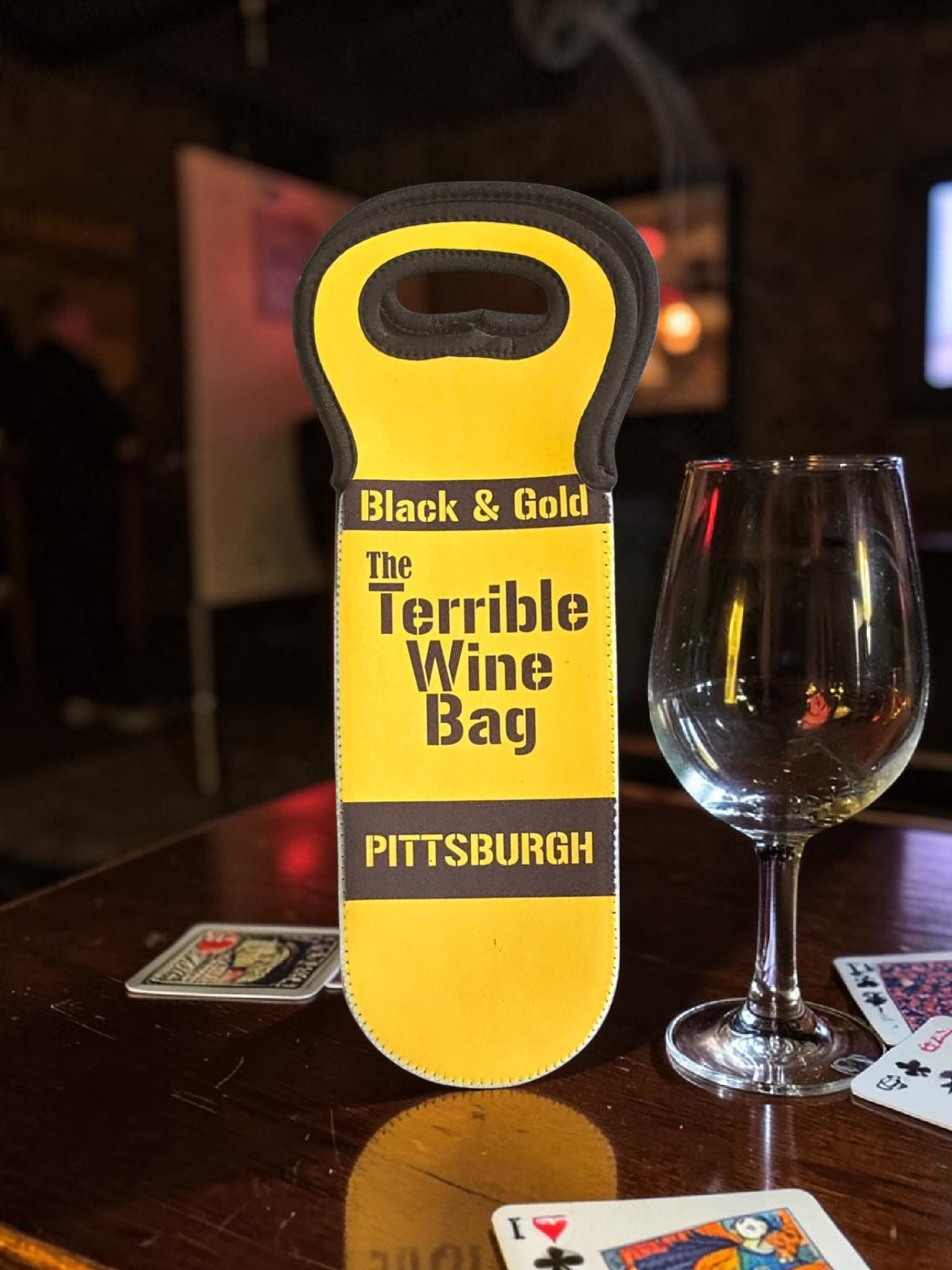 Pittsburgh Fans Black & Gold Terrible Wine Carrier Gift Bag