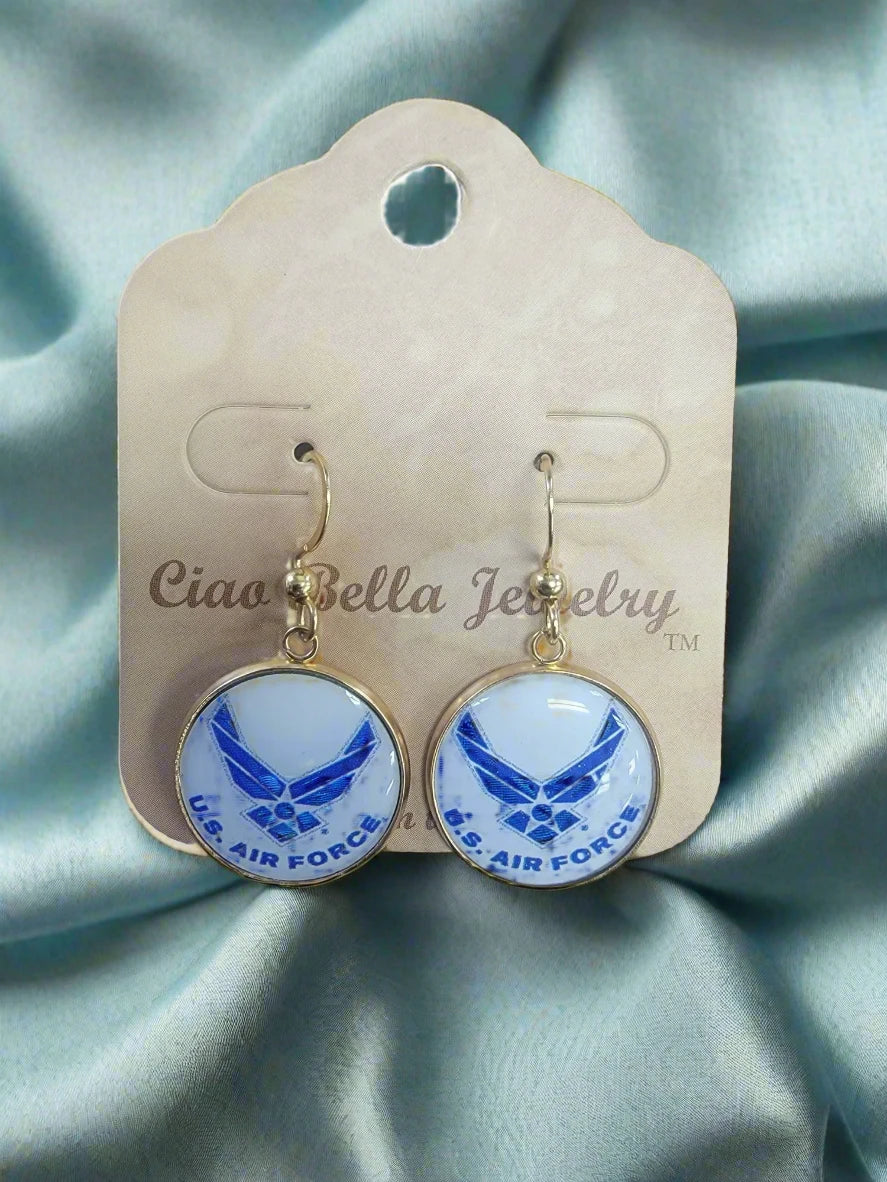 Officially Licensed Air Force Seal, Air Force Roundel, , Air Force Wings or Air Force Thunderbird Earrings - A Proud Symbol of Service and Sacrifice