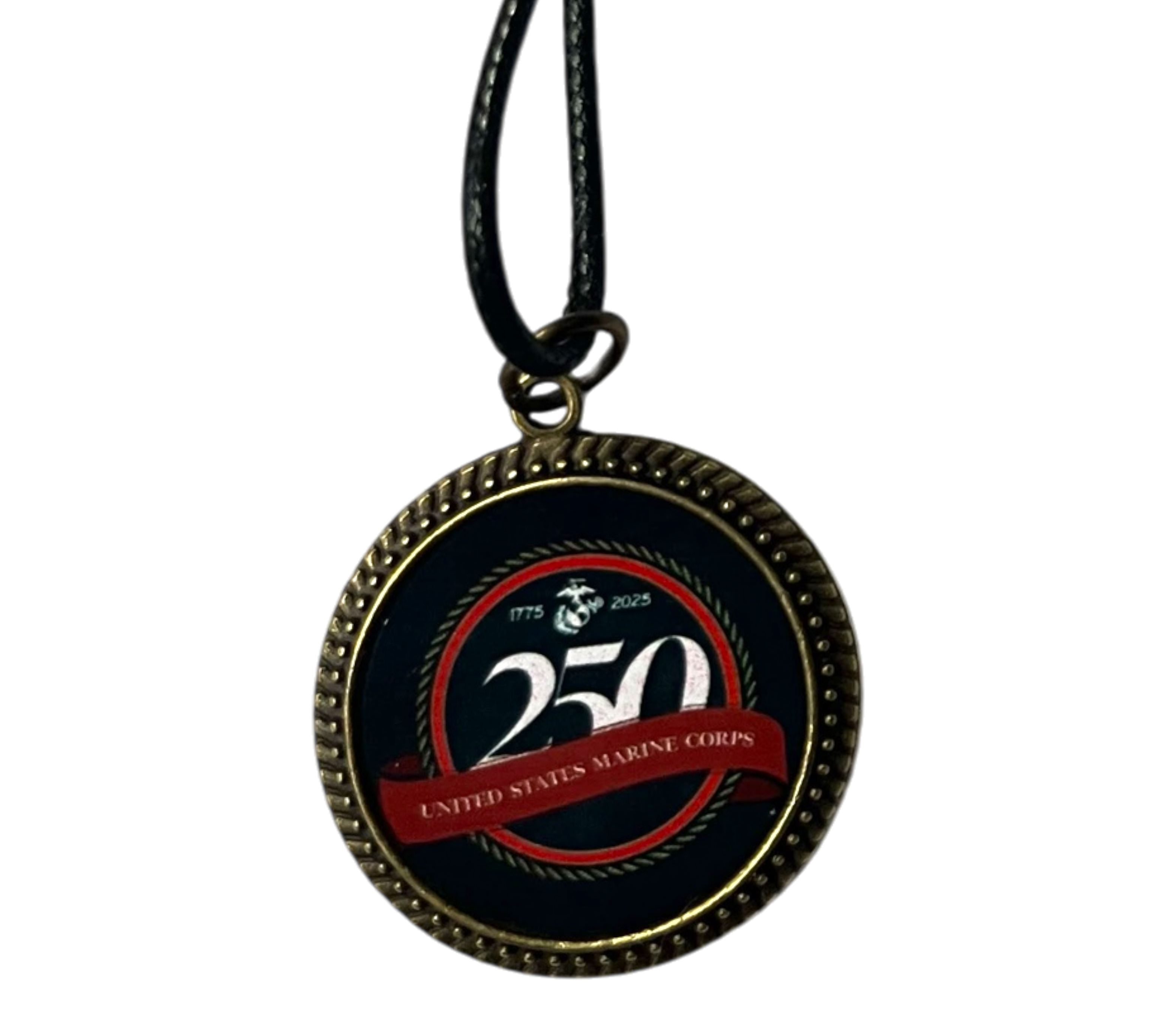 250th Anniversary Limited Edition Pendant Necklace (Army, Navy, Marine) | Made in USA | Officially Licensed Military Antique Gold Pendant Necklace -
