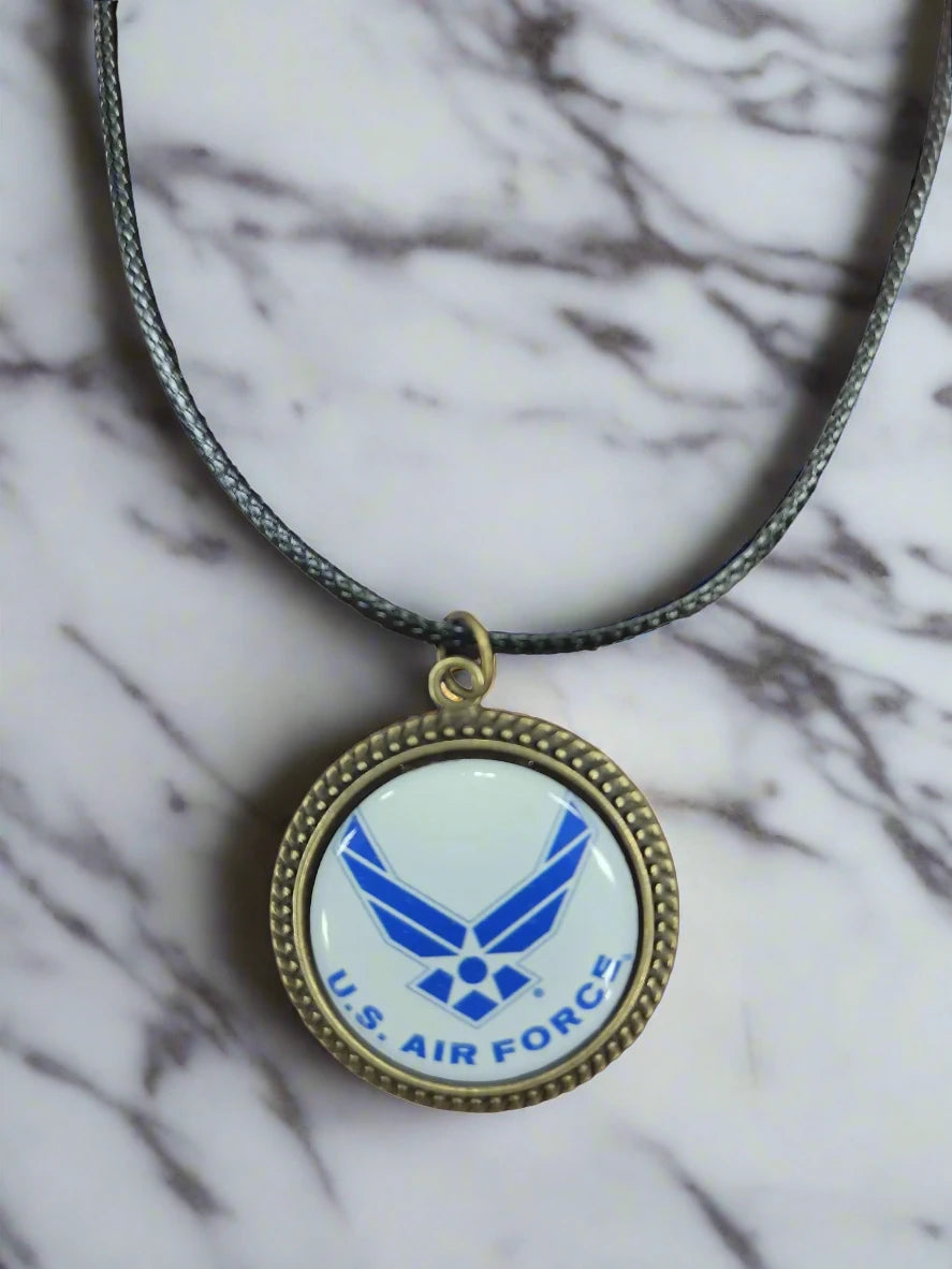 Army, Navy, Air Force, Space Force, Marine Corps Logo Pendant Necklaces | Made in the USA |, Officially Licensed