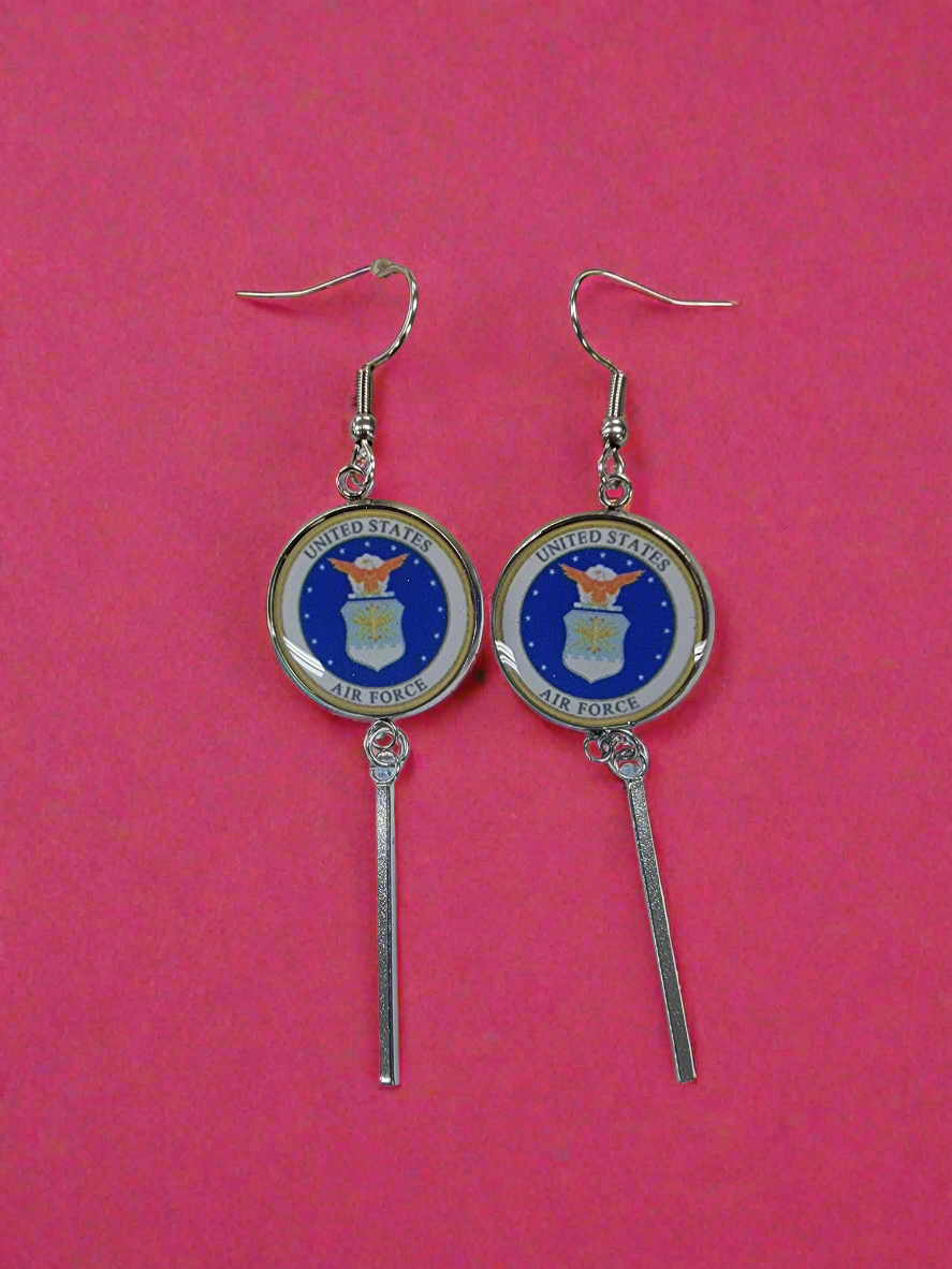 Officially Licensed Military Charm Earrings, A Proud Symbol of Service and Sacrifice, Stainless Steel, Great Gift