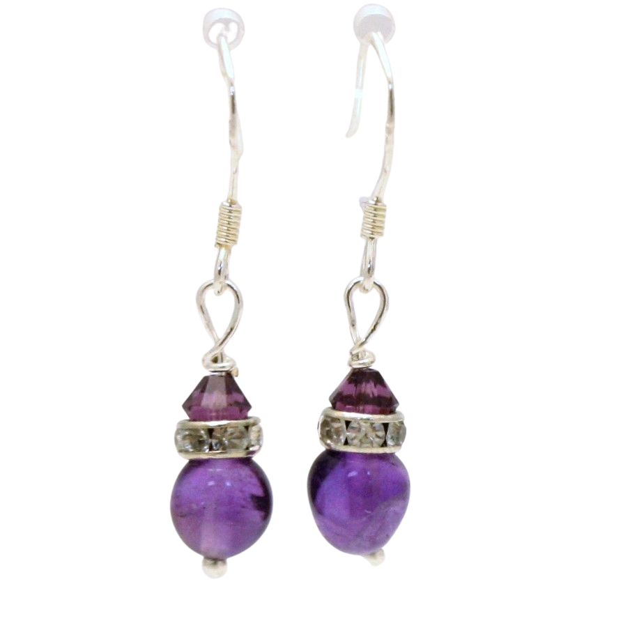 Sterling Silver Dangle Earrings | Amazonite | Amethyst |