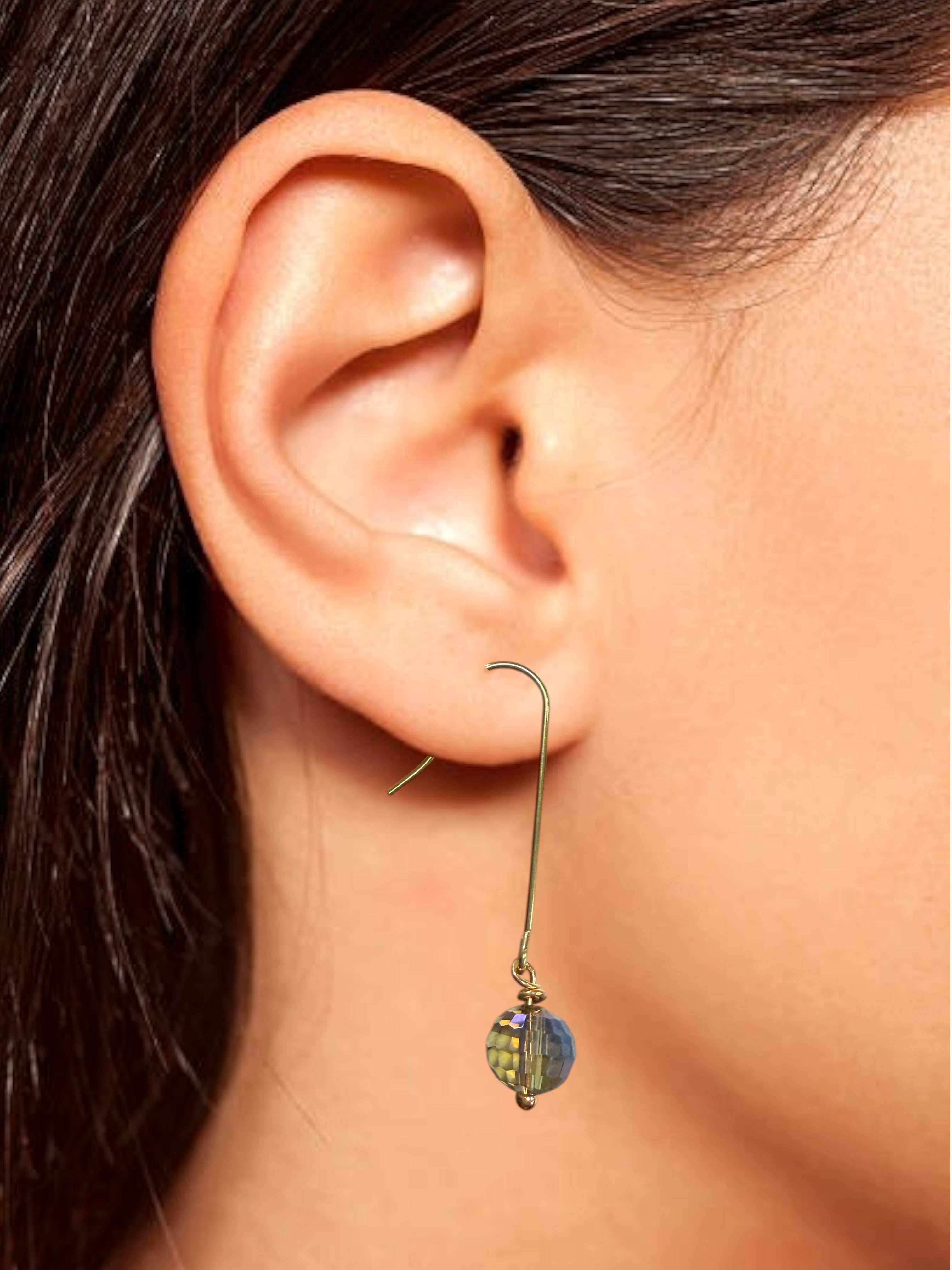 Delicate Crystal and Gemstone Drop Earrings on Gold-Plated Stainless Steel