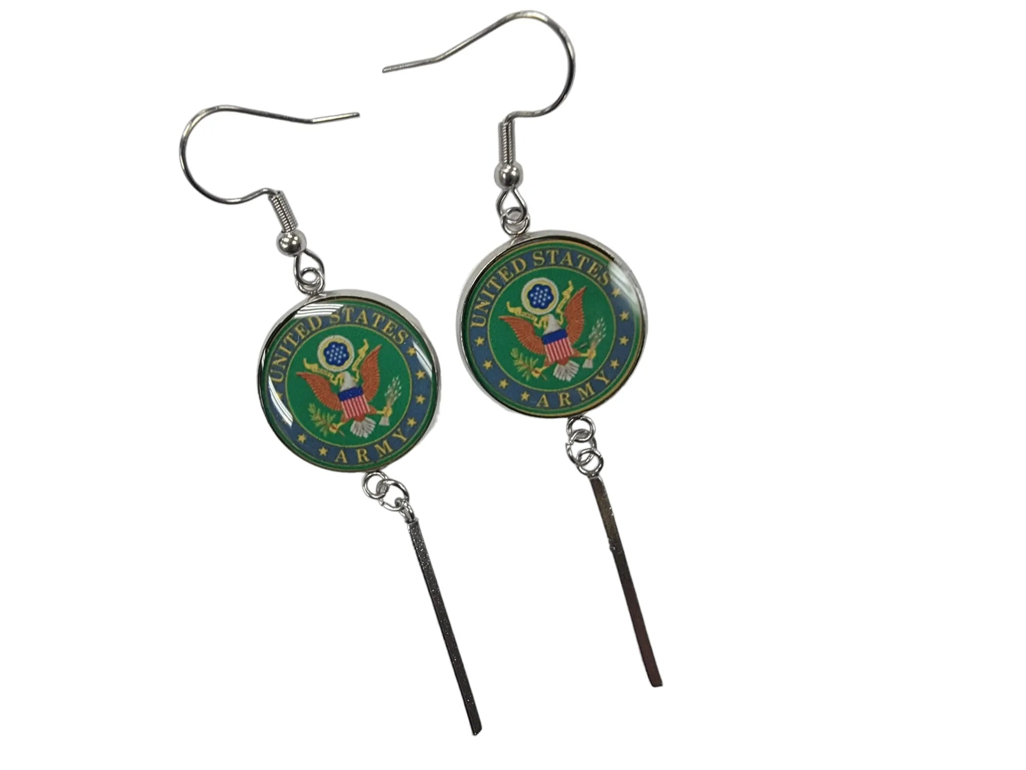 Officially Licensed Military Charm Earrings, A Proud Symbol of Service and Sacrifice, Stainless Steel, Great Gift