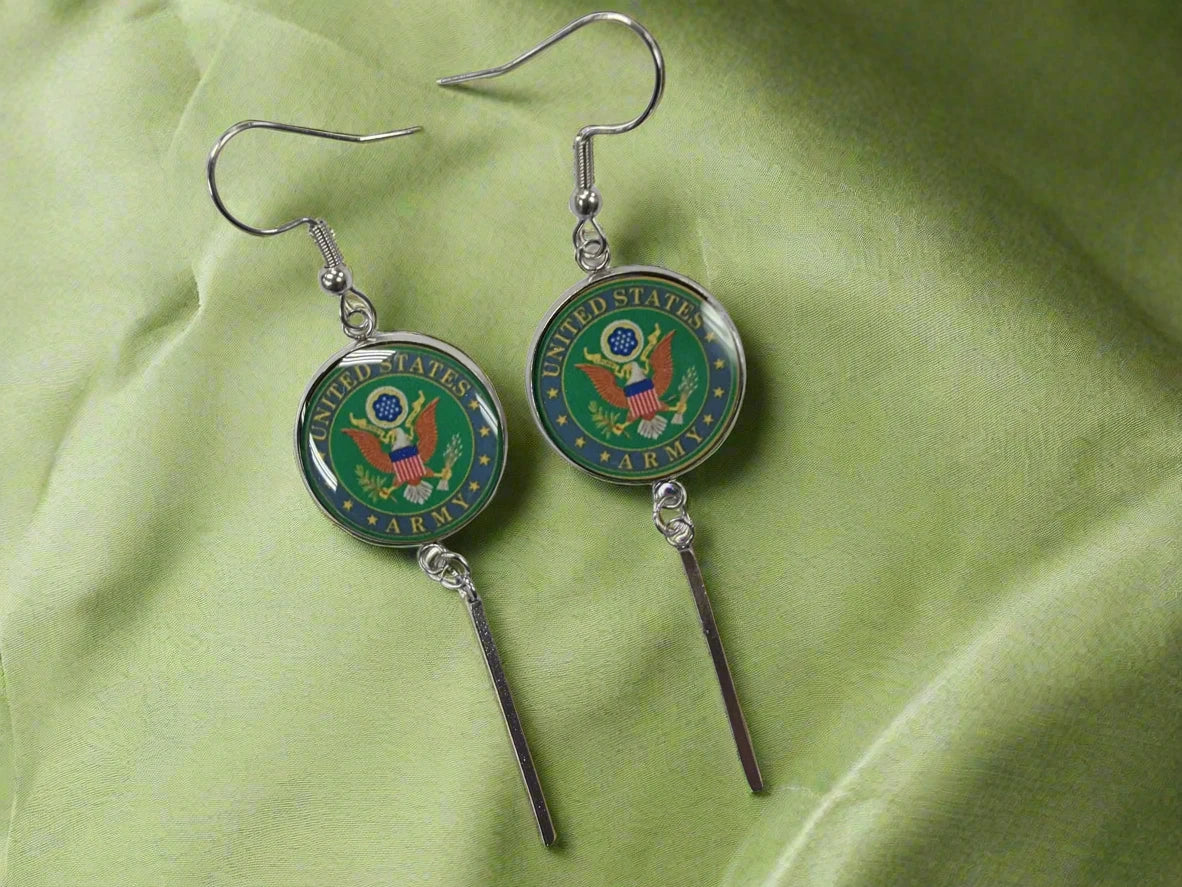 Officially Licensed Military Charm Earrings, A Proud Symbol of Service and Sacrifice, Stainless Steel, Great Gift