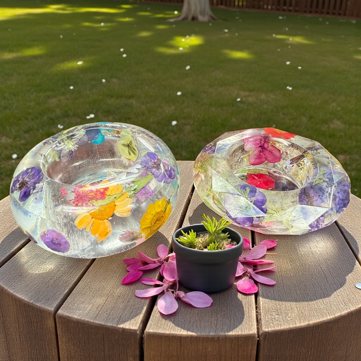 The Everlasting Meadow: Hand-Cast Real Flower Resin Bowls