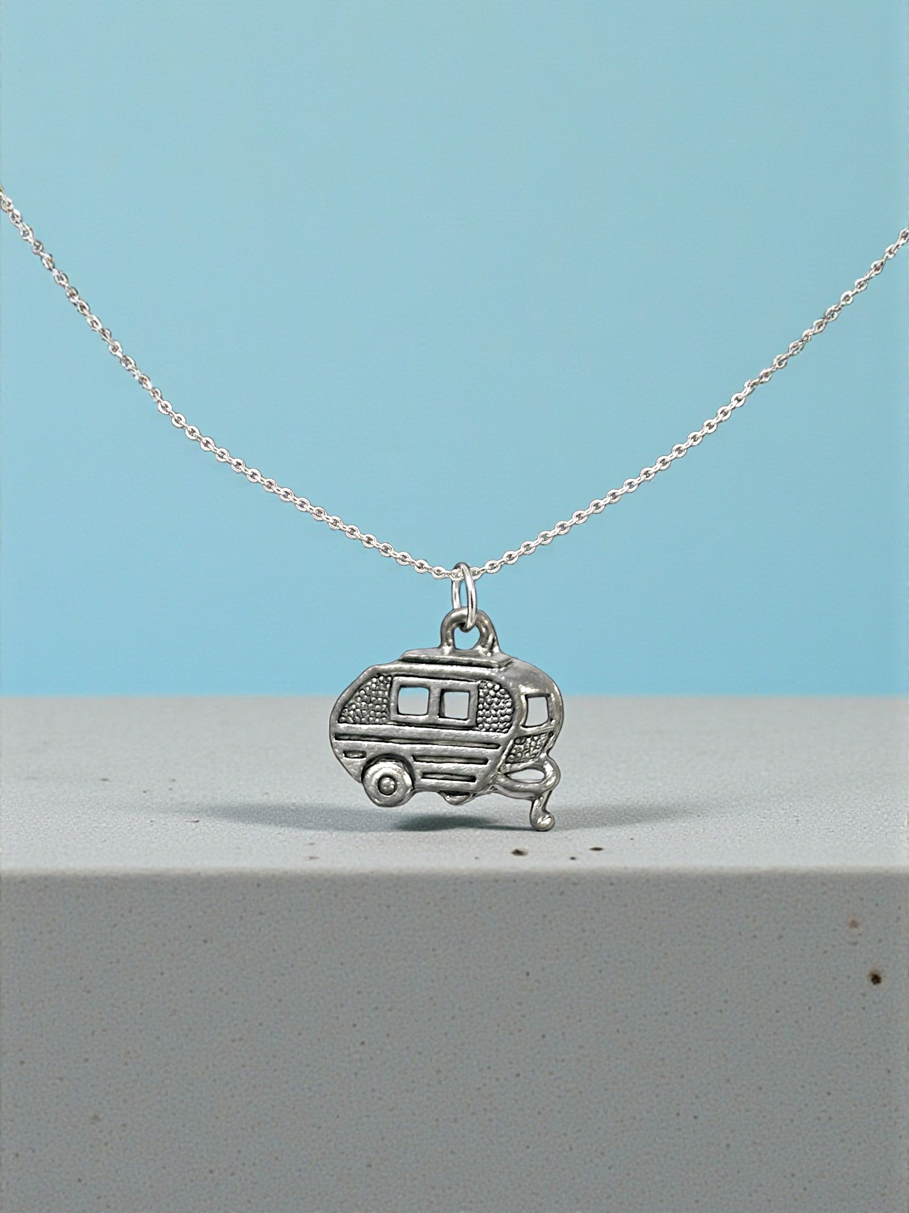 Silver Camper Pewter Charm Pendant | Travel Charm