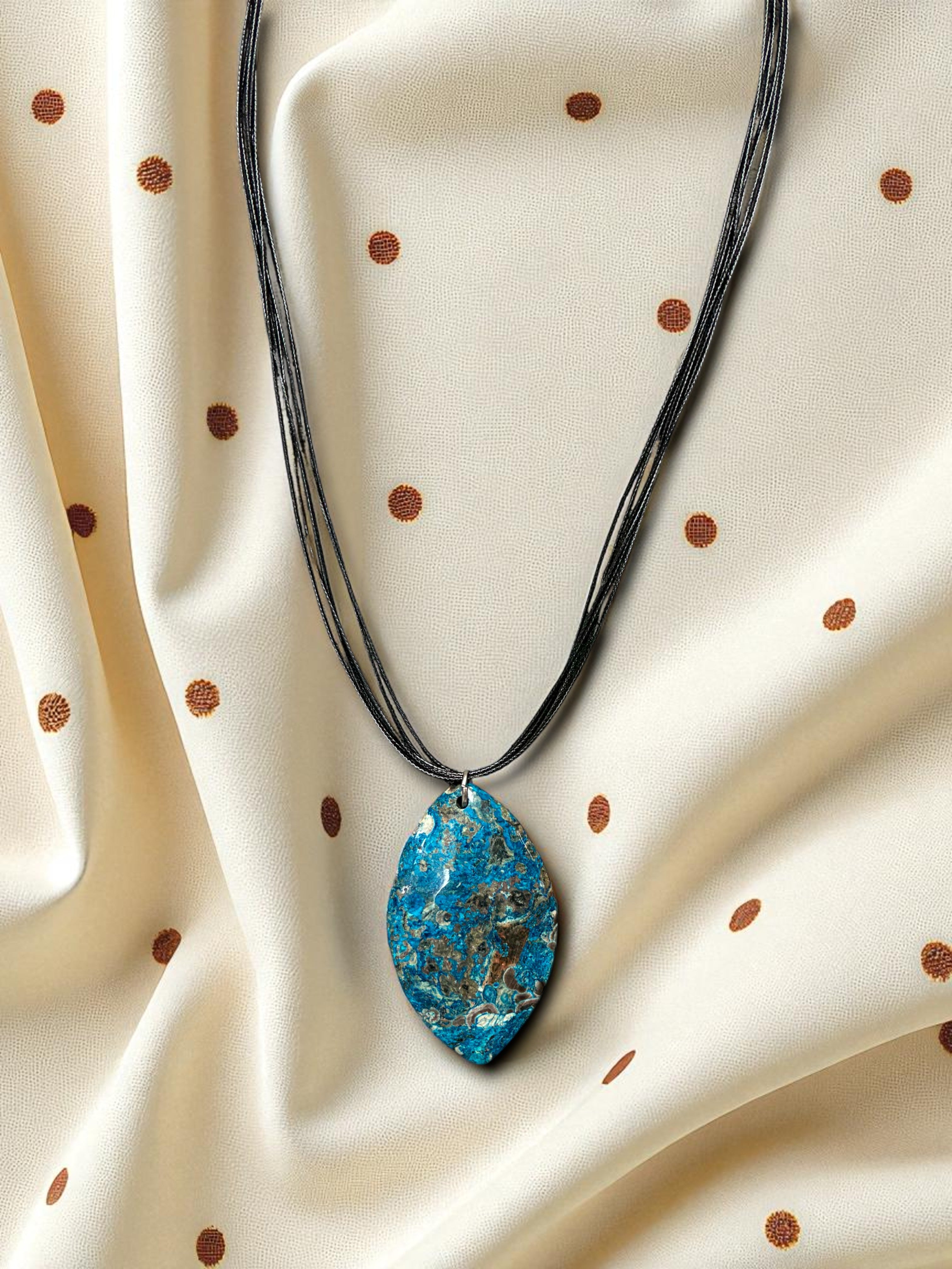 Crazy Lace Agate Cord Pendant Necklace - Balancing & Grounding | Unique Gemstone Jewelry
