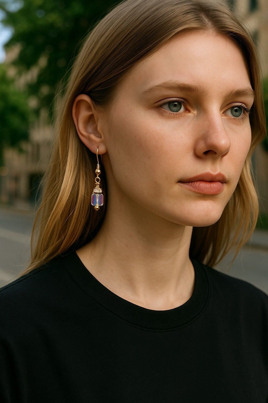 Crystal Cube Drop Earrings | Topaz, Light Yellow & Clear Accents