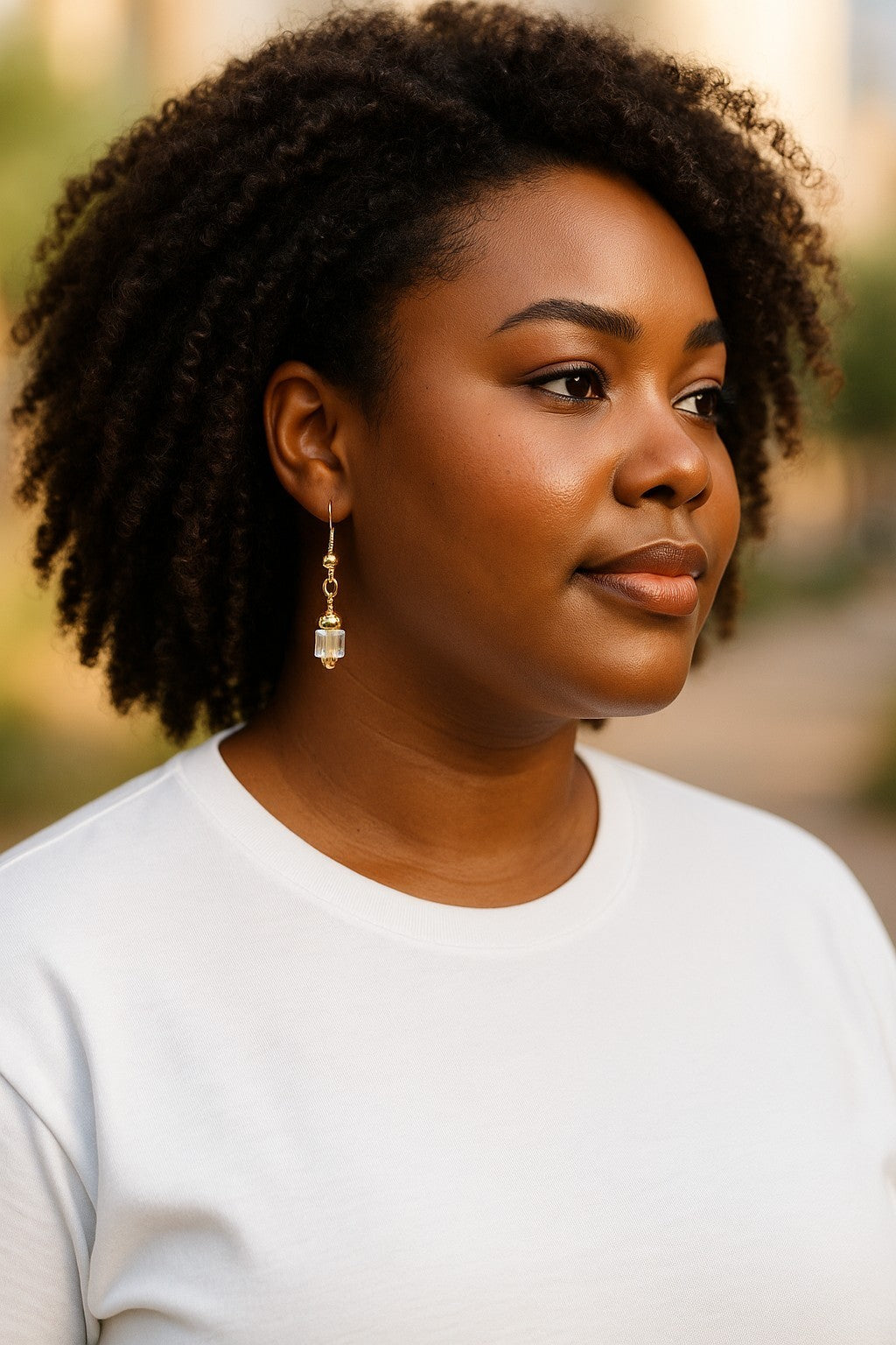 Crystal Cube Drop Earrings | Topaz, Light Yellow & Clear Accents