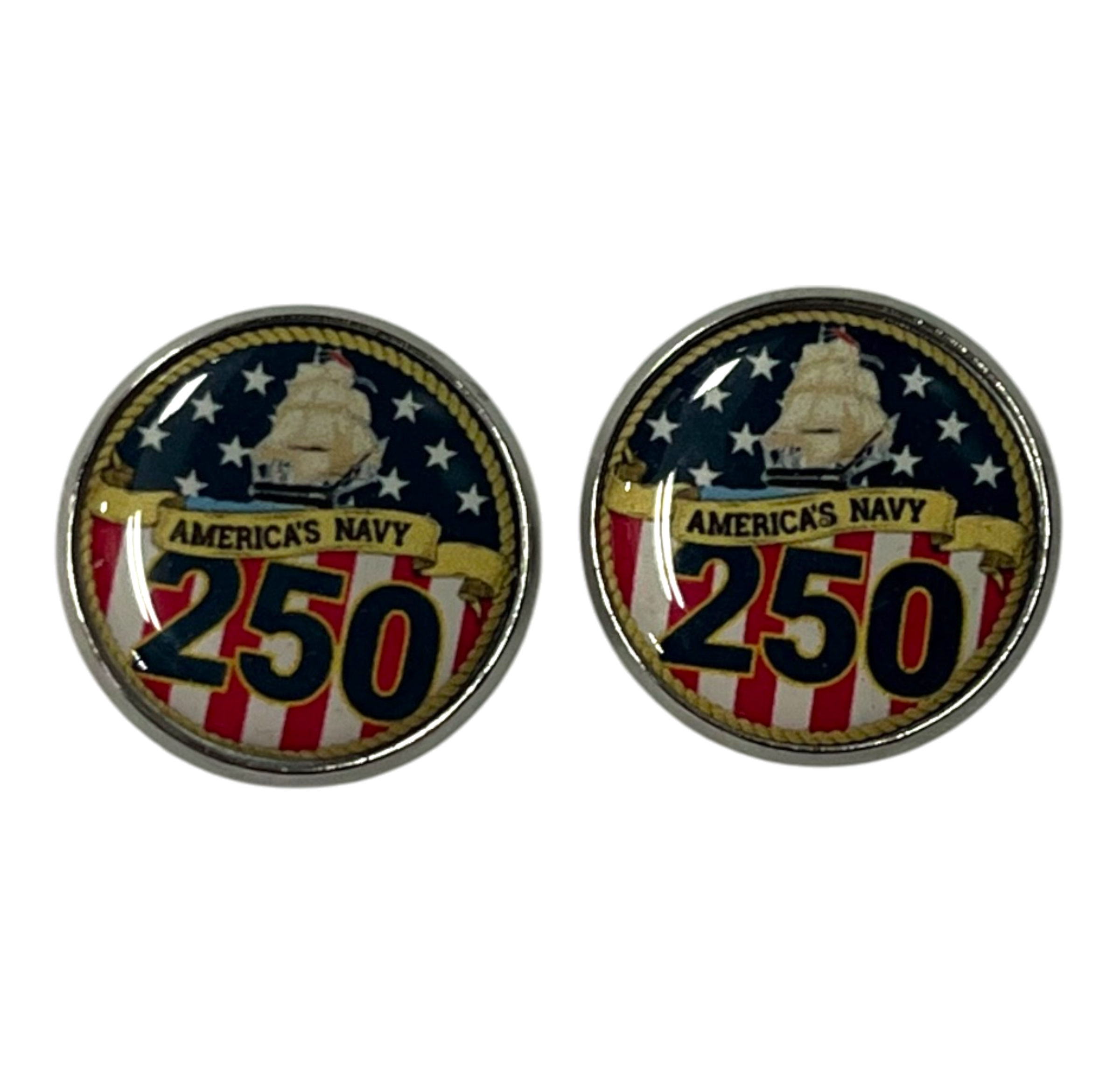Limited Edition 250th Anniversary Military Cufflinks - Army, Navy, Marine Corps - Made in USA