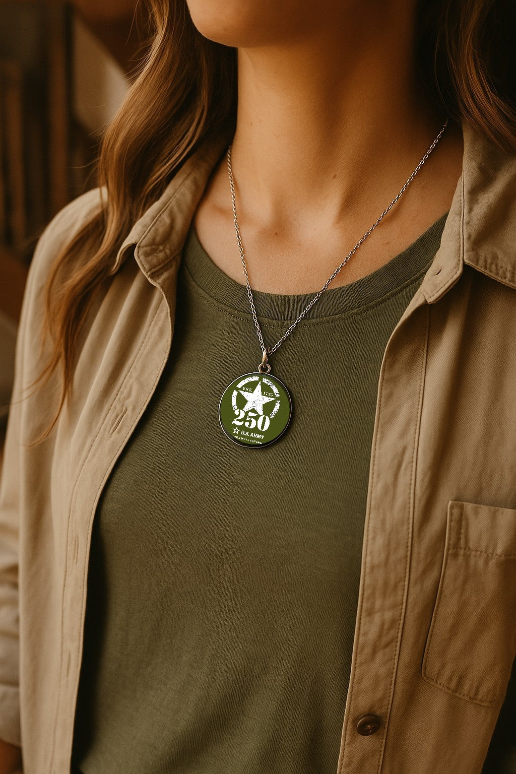 Officially Licensed Military Pendant Necklace – 250th Anniversary Collection (Army, Navy, Marine)