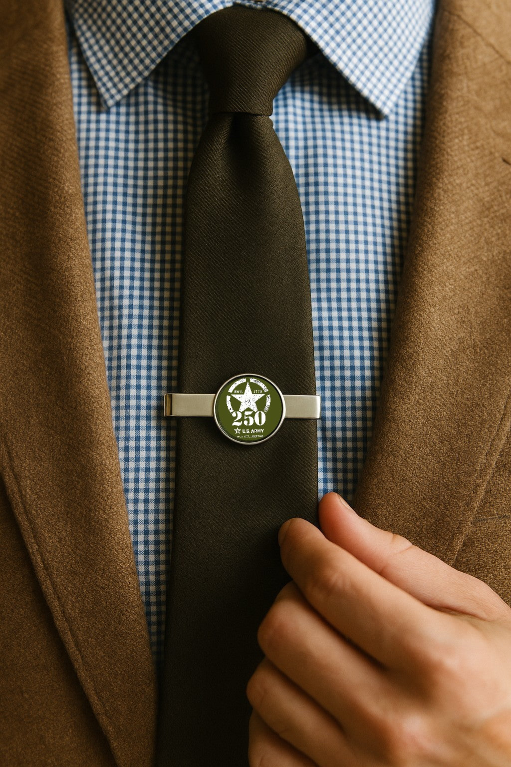 Officially Licensed Military Tie Bar - 250th Anniversary Tarnish Free- Made in USA (Army, Navy, Marine - Made in USA