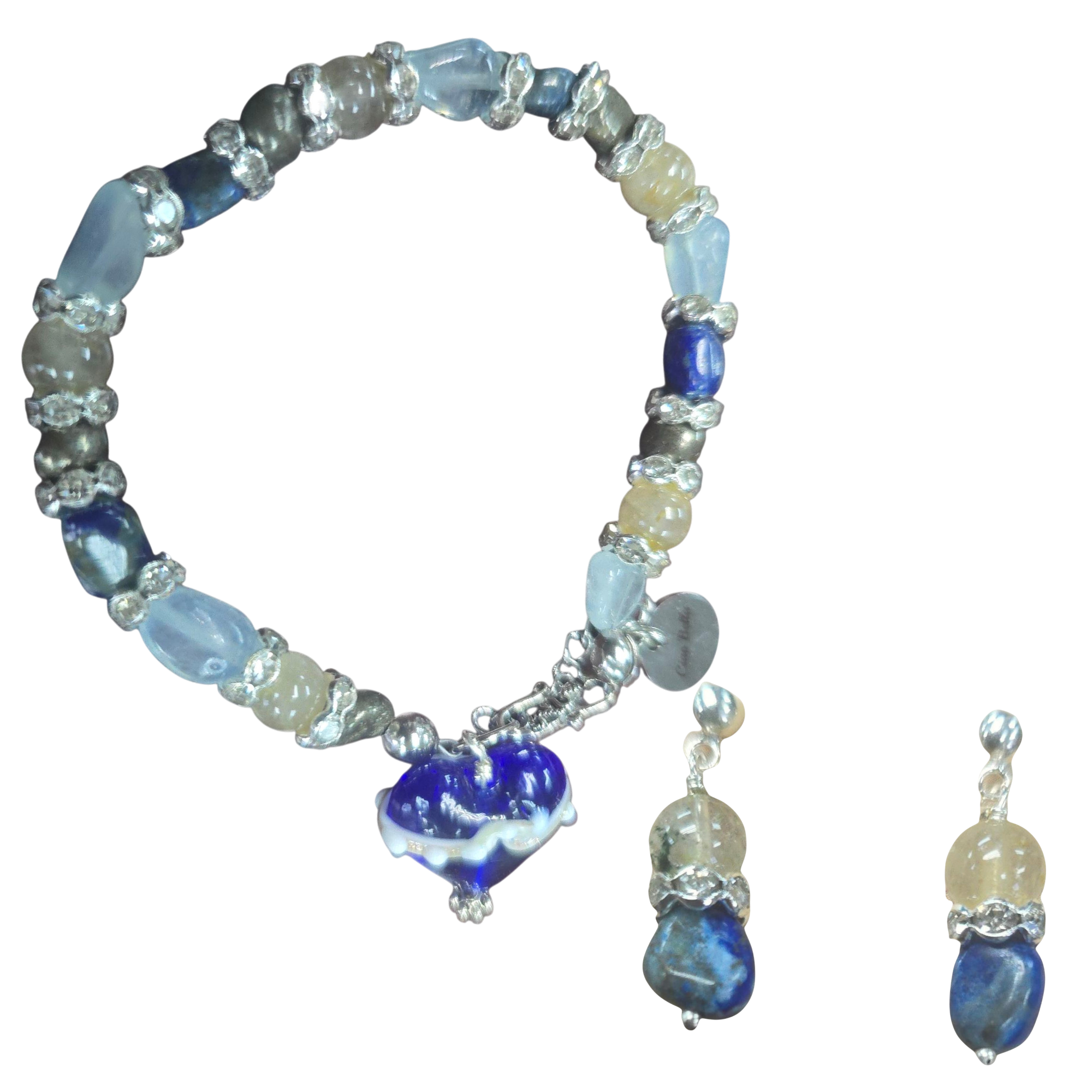 The Hope Collection | Lapis & Aquamarine Sterling Silver Cancer Charity Jewelry Set | Sterling Silver