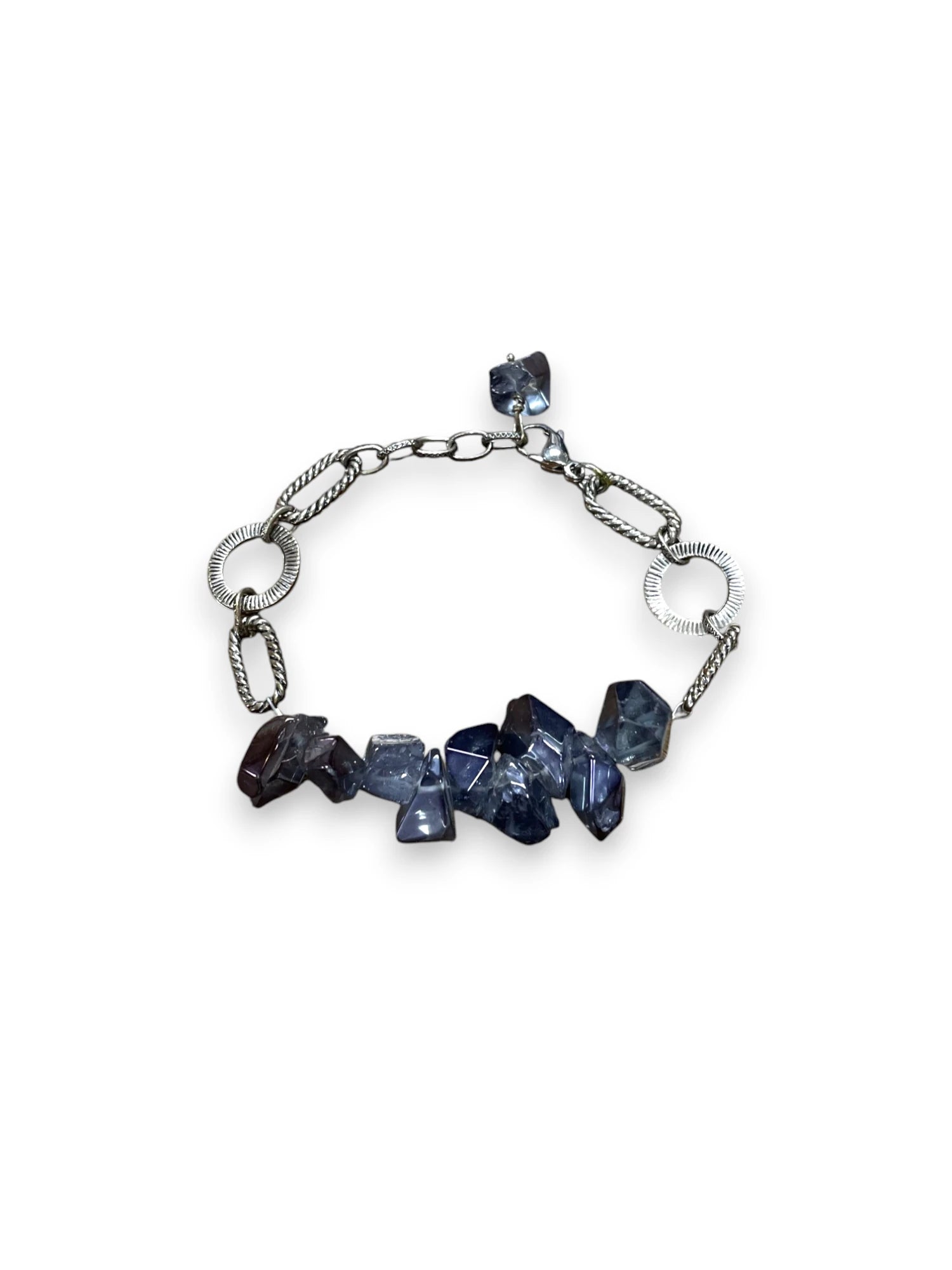 Electroplated Quartz Bracelet with Silver Loop Chain