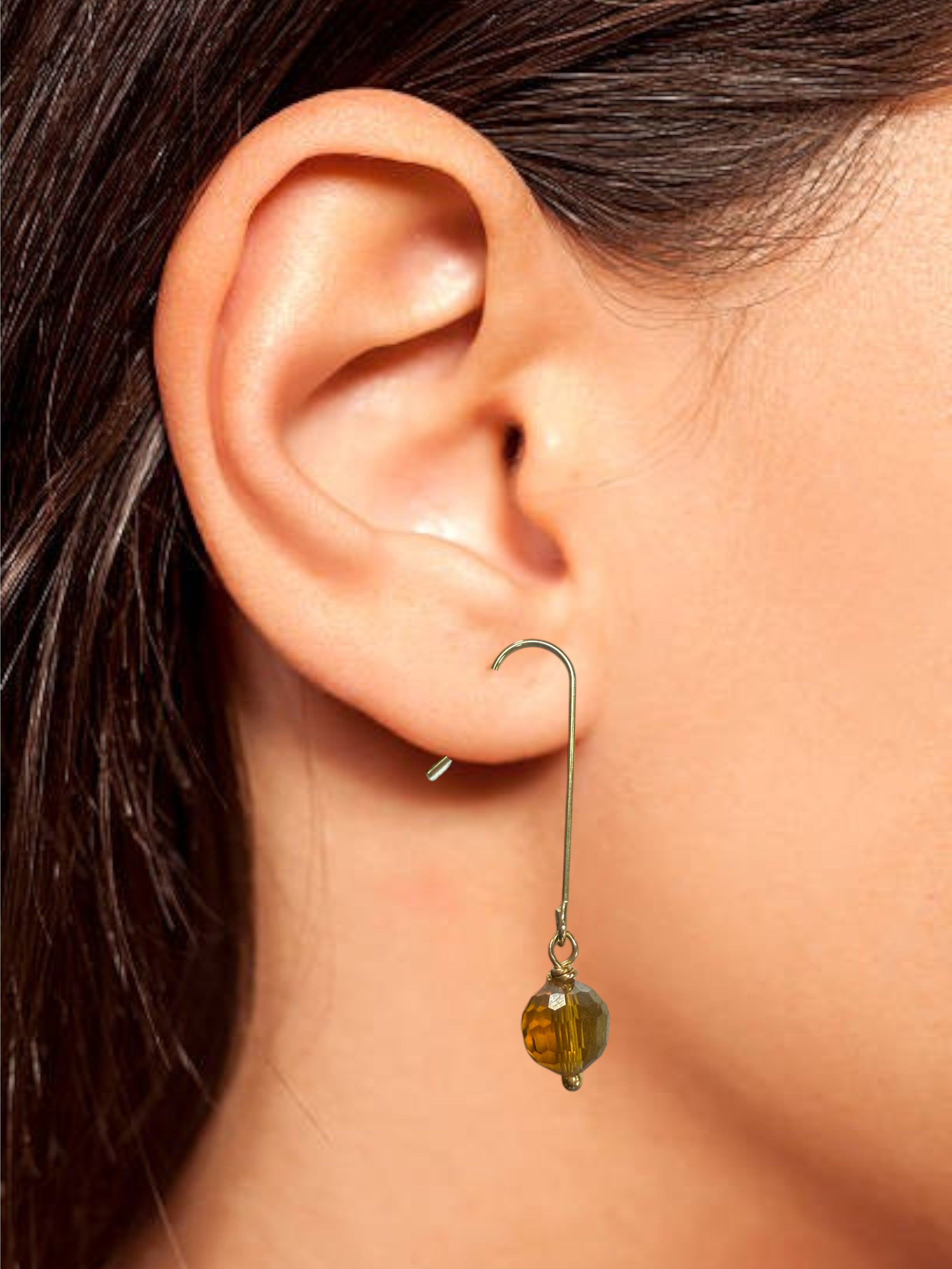 Delicate Crystal and Gemstone Drop Earrings on Gold-Plated Stainless Steel