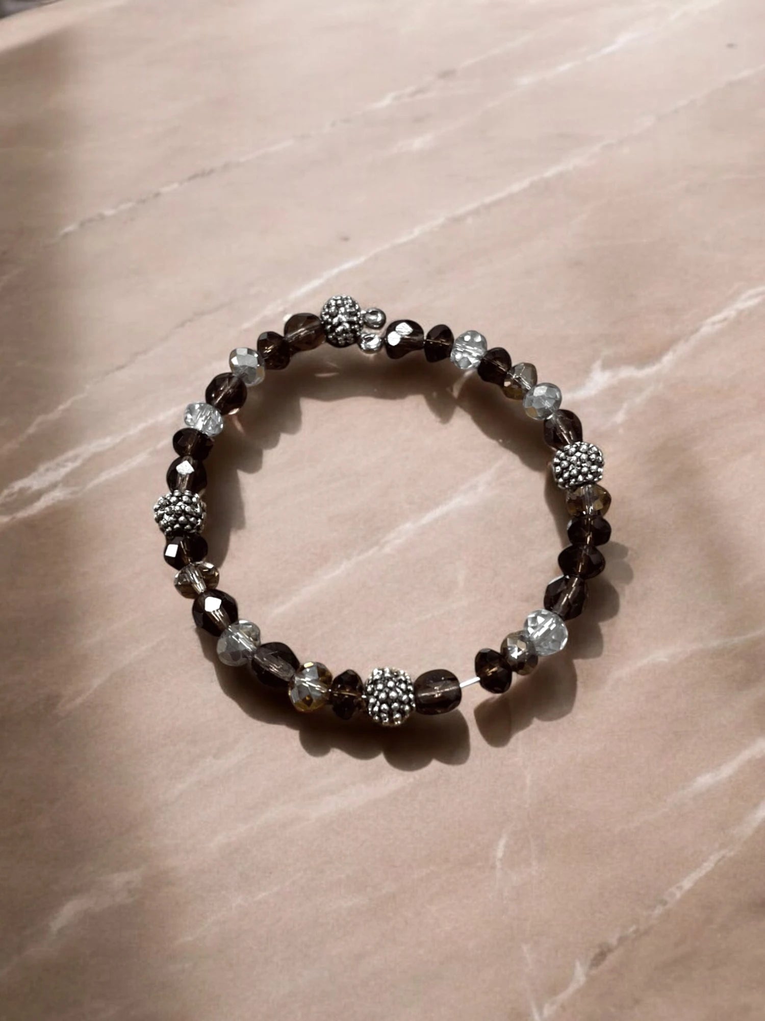 Purple Beaded Bracelet with Silver Accents