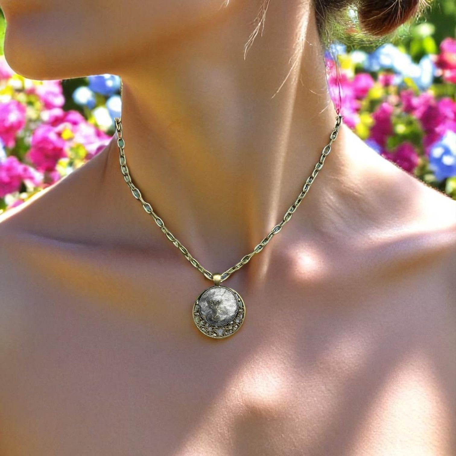 Go Gray Brain Cancer Awareness Circle Pendant Necklace
