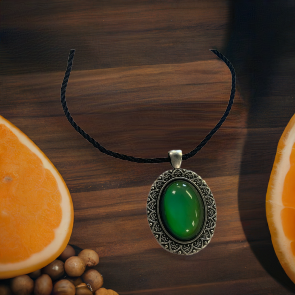 70s Bohemian Mood Bead Necklace - Color Changing Retro Jewelry - Handmade Boho Gift