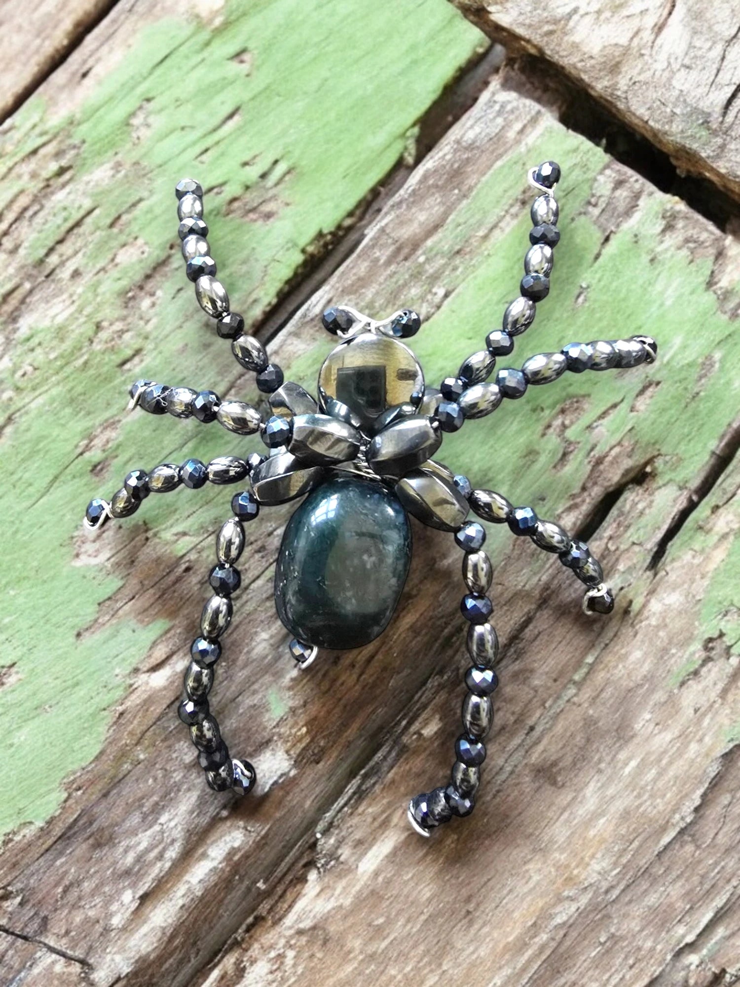 Hematite Spider Brooch: Unique, Mystical, and Eye-Catching Jewelry | Halloween Jewelry