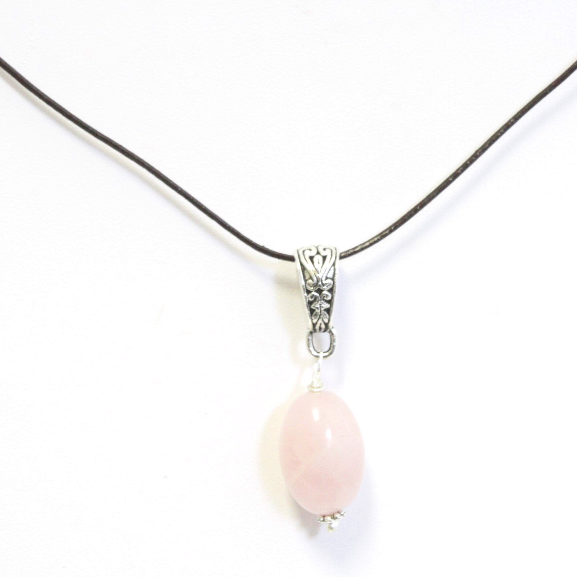 Gemstone Pendant Necklace on Leather - Amethyst Necklace on Leather - Garnet on leather - Rose Quartz on Leather - Amazonite On Leather