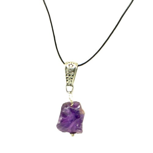 Gemstone Pendant Necklace on Leather - Amethyst Necklace on Leather - Garnet on leather - Rose Quartz on Leather - Amazonite On Leather