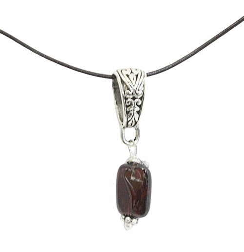 Gemstone Pendant Necklace on Leather - Amethyst Necklace on Leather - Garnet on leather - Rose Quartz on Leather - Amazonite On Leather