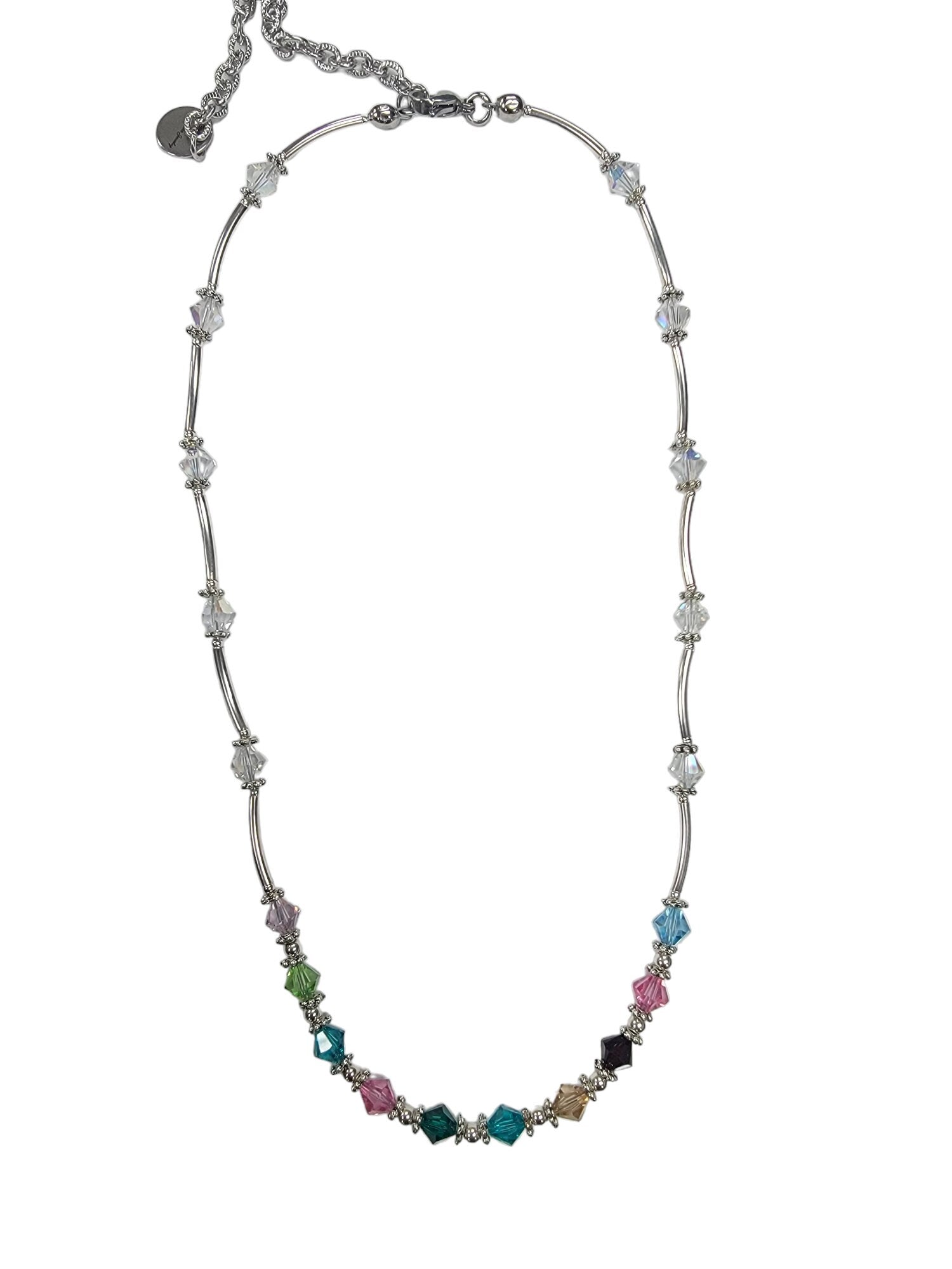 Personalized Birthstone Necklace: Sterling Silver Austrian Crystal Mom or Grandma Necklace