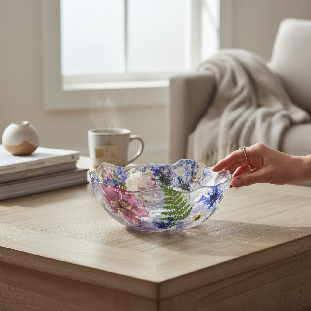 Pressed Flower Resin Art Bowl