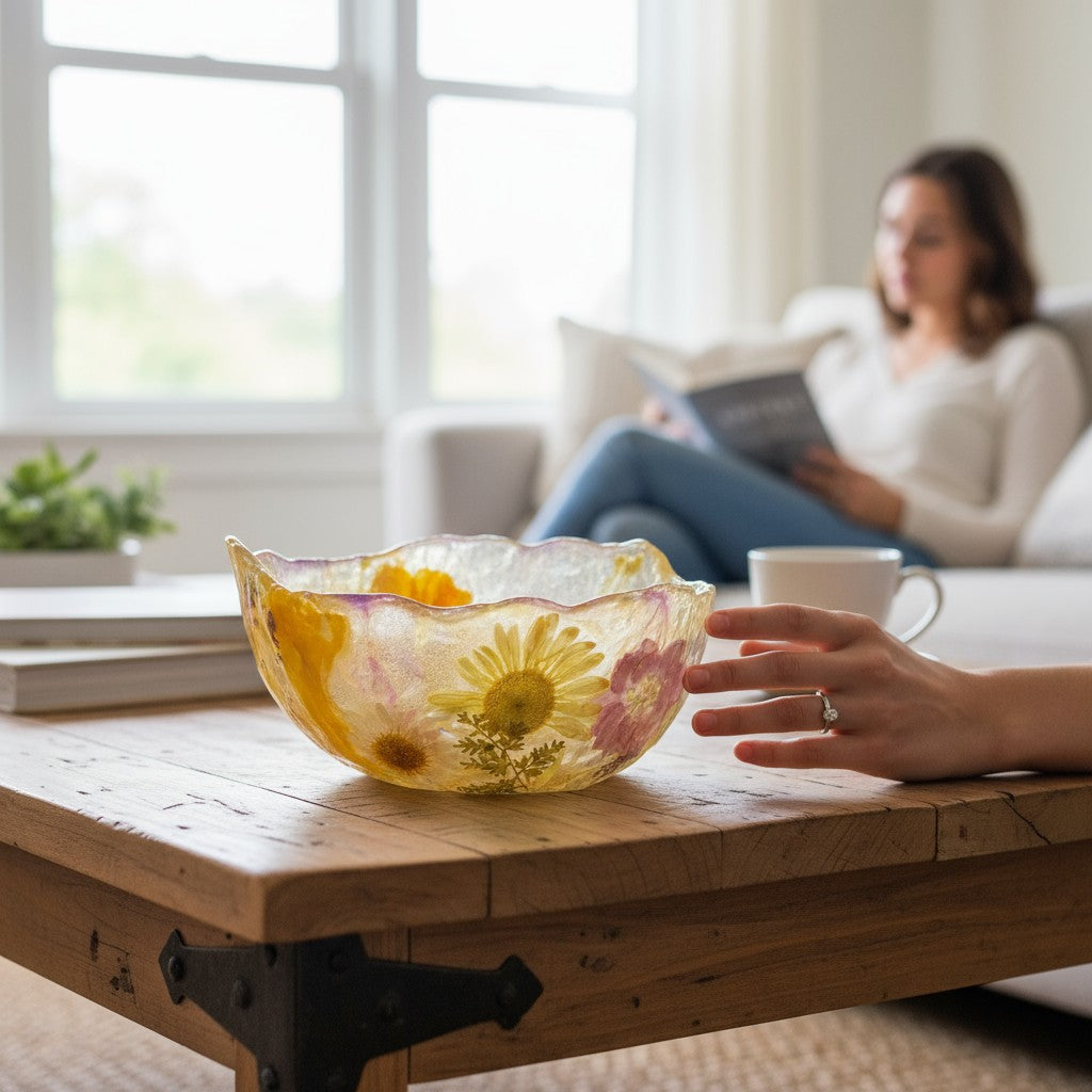 Pressed Flower Resin Art Bowl