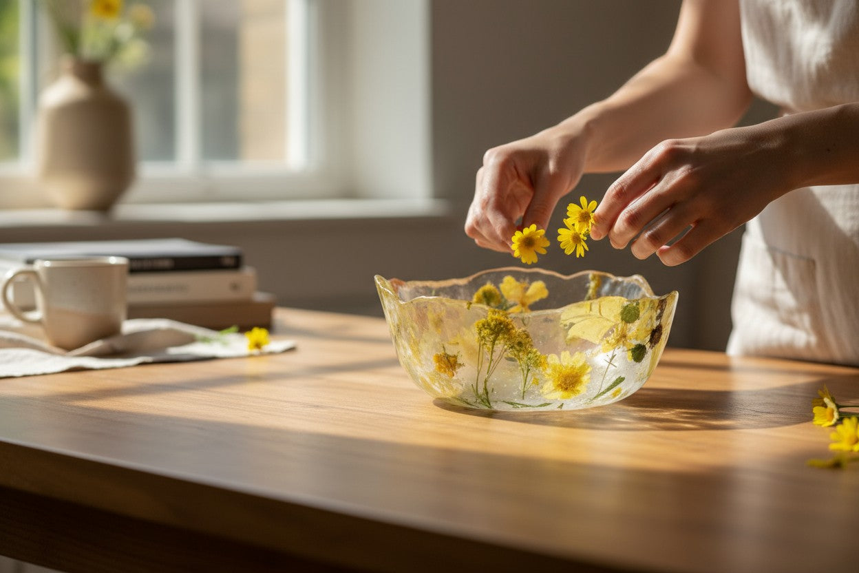 Pressed Flower Resin Art Bowl