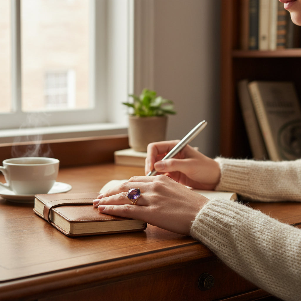 The Royal Violet Radiance: One-of-a-Kind Gold Statement Ring